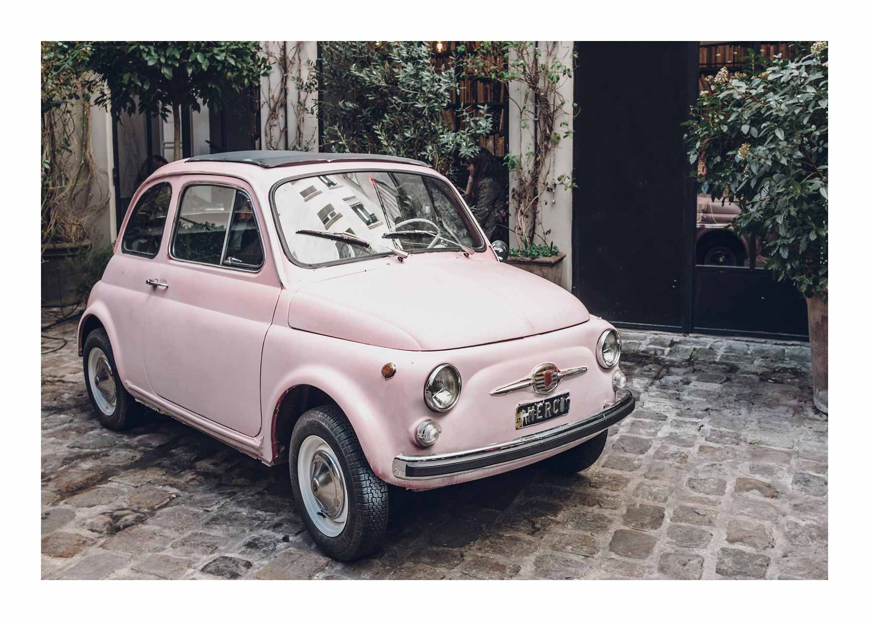 Pink Car Poster - Vintage car photography (40x50 cm)