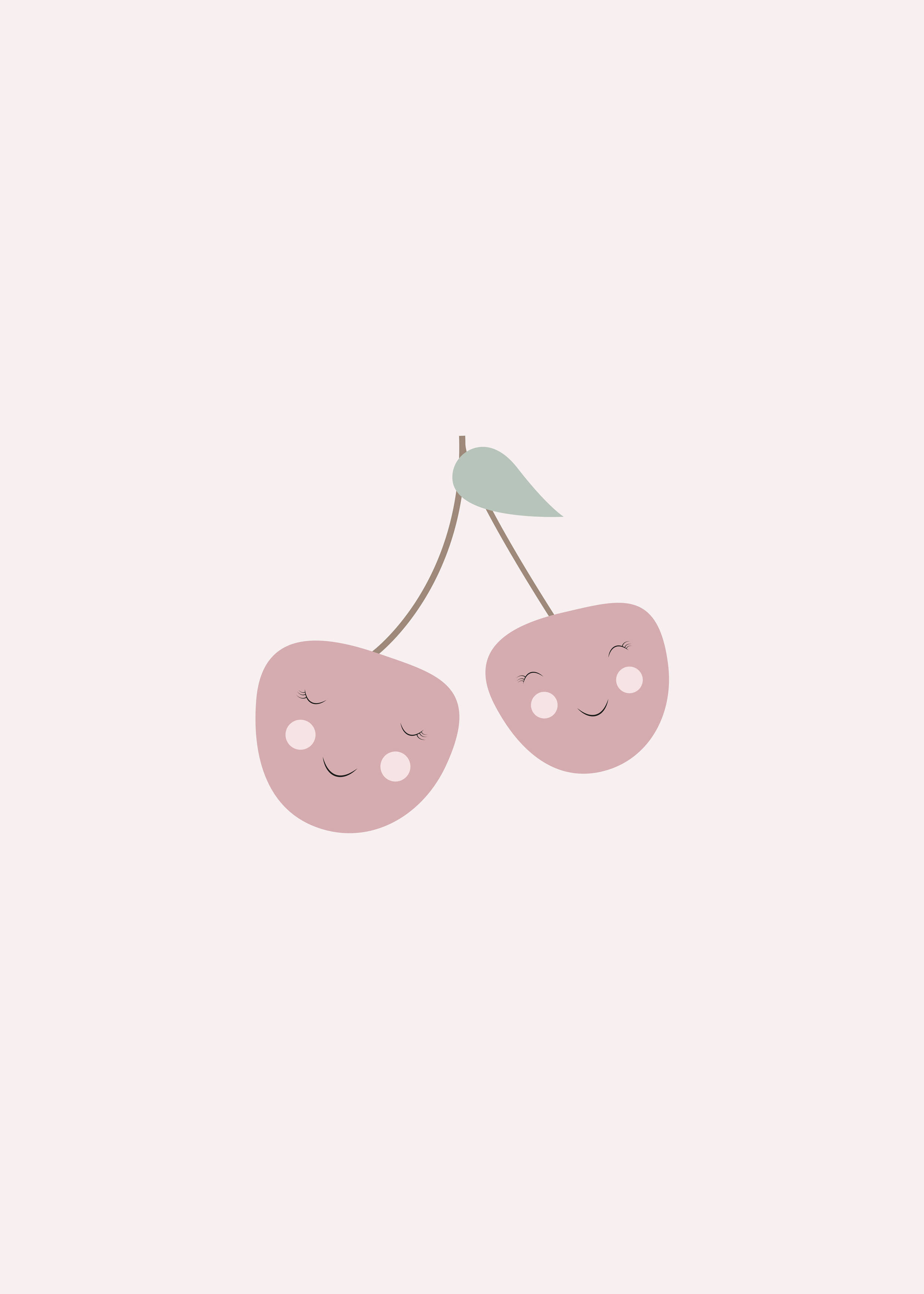 Happy Cherry Poster - Cherry illustration (30x40 cm)