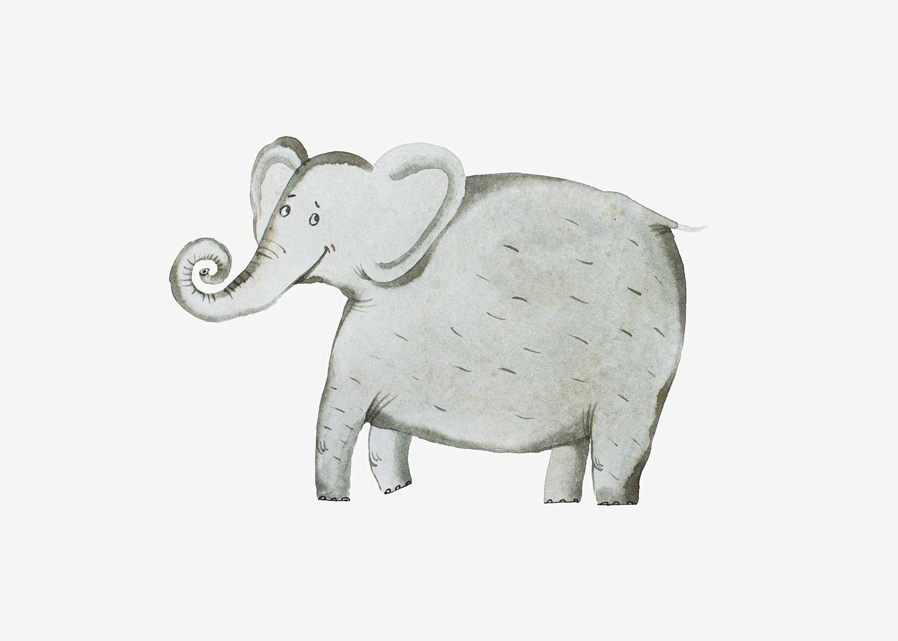 Aquarelle Elephant plakat - Elefant i akvarel (21x30 cm)