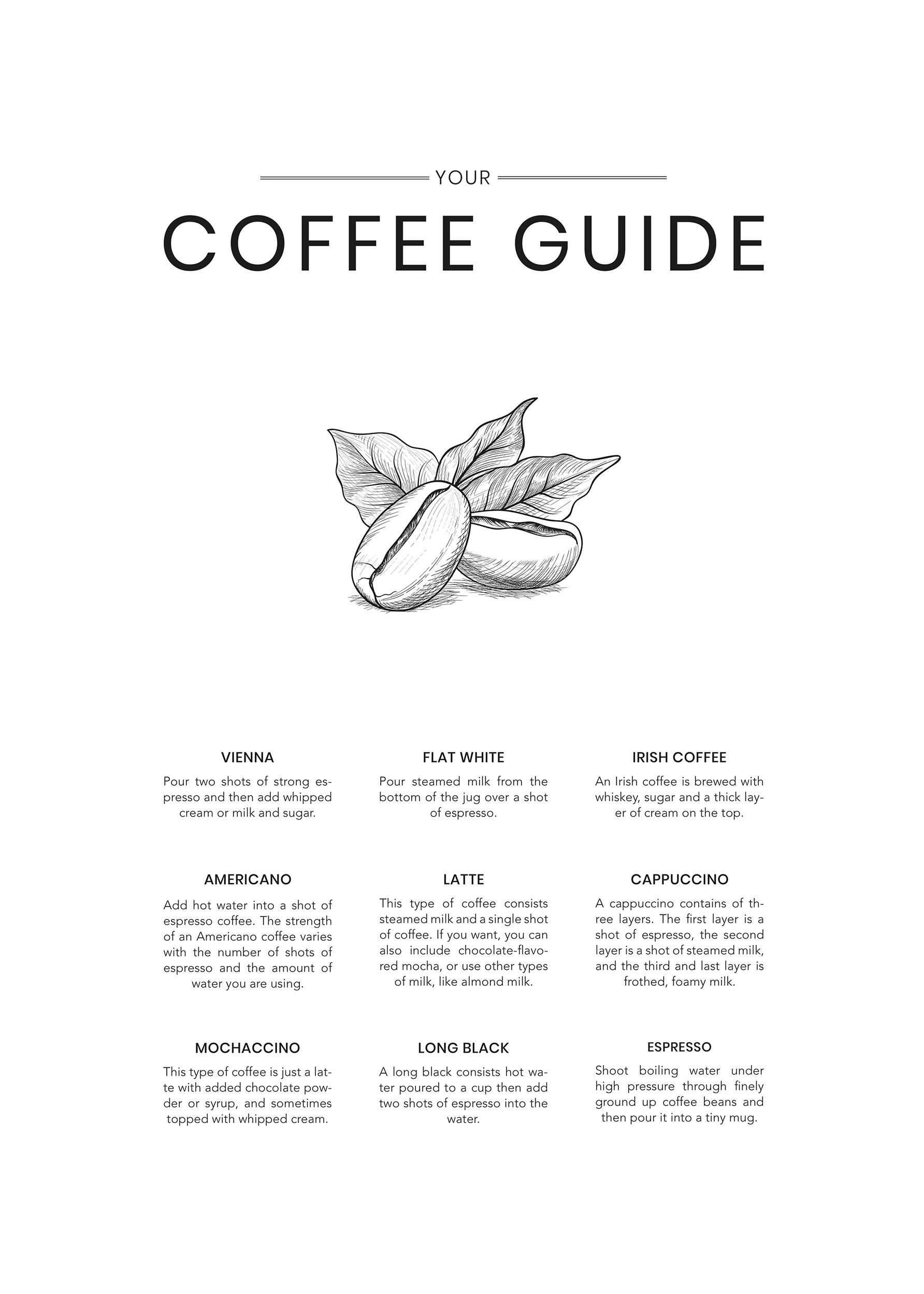 Coffee Guide Poster - Botanische Kaffeeillustration (30x40 cm)
