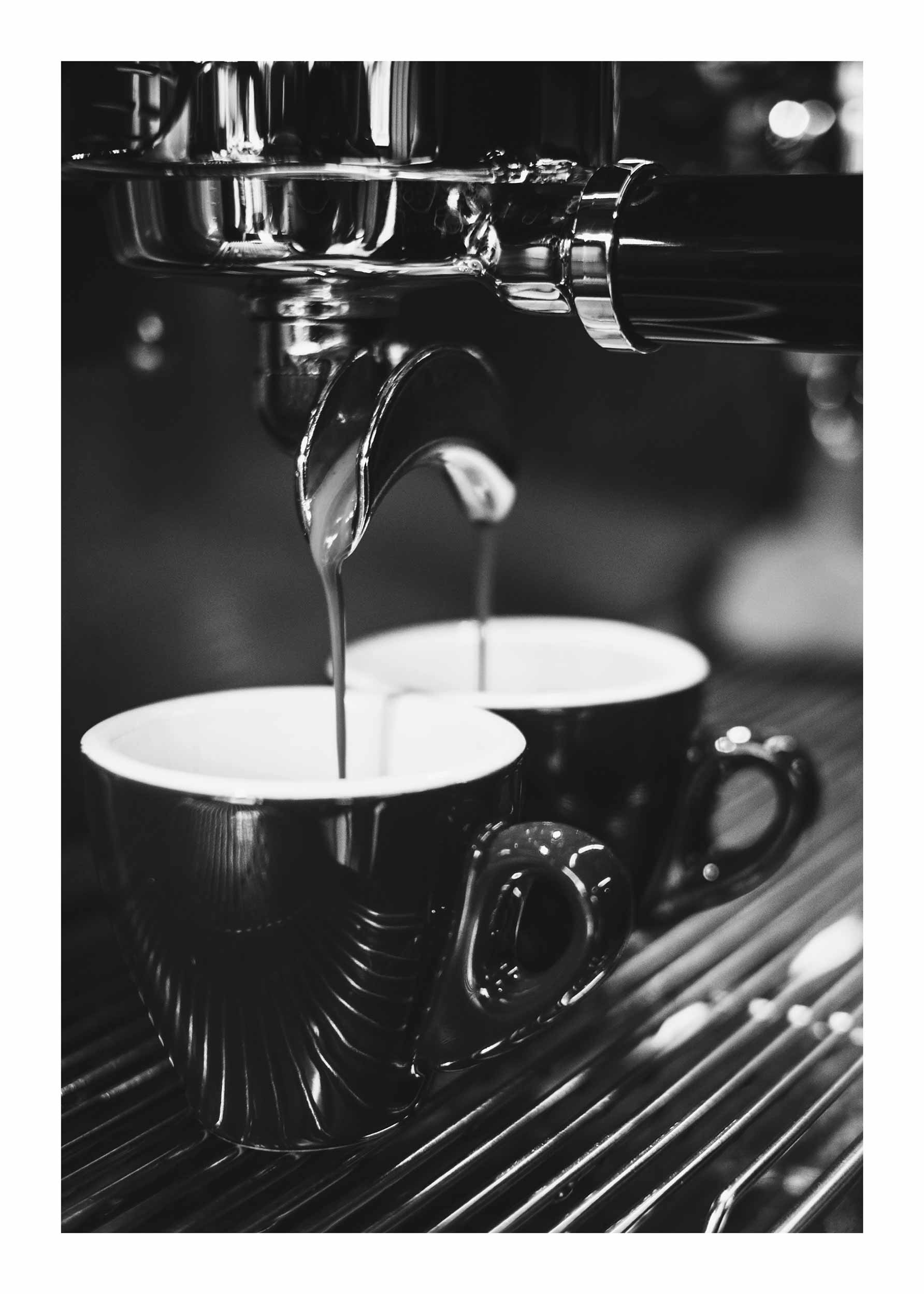 Espresso poster - Svartvit kaffefotografi (50x70 cm)