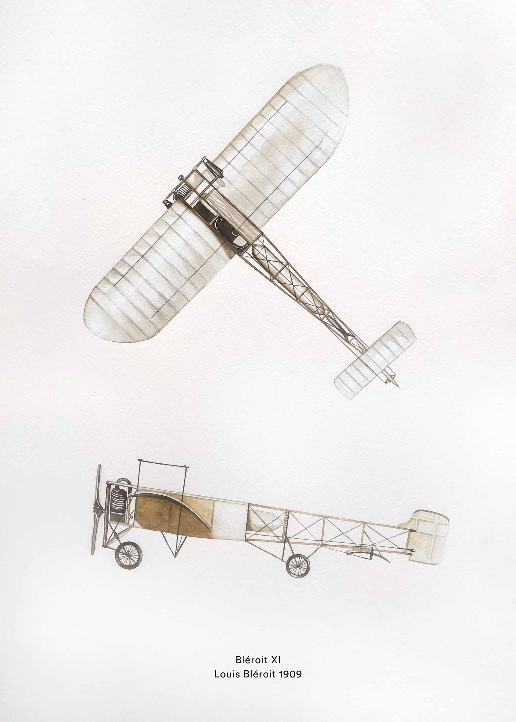 Louis Airplane plakat - Flyillustration (21x30 cm)