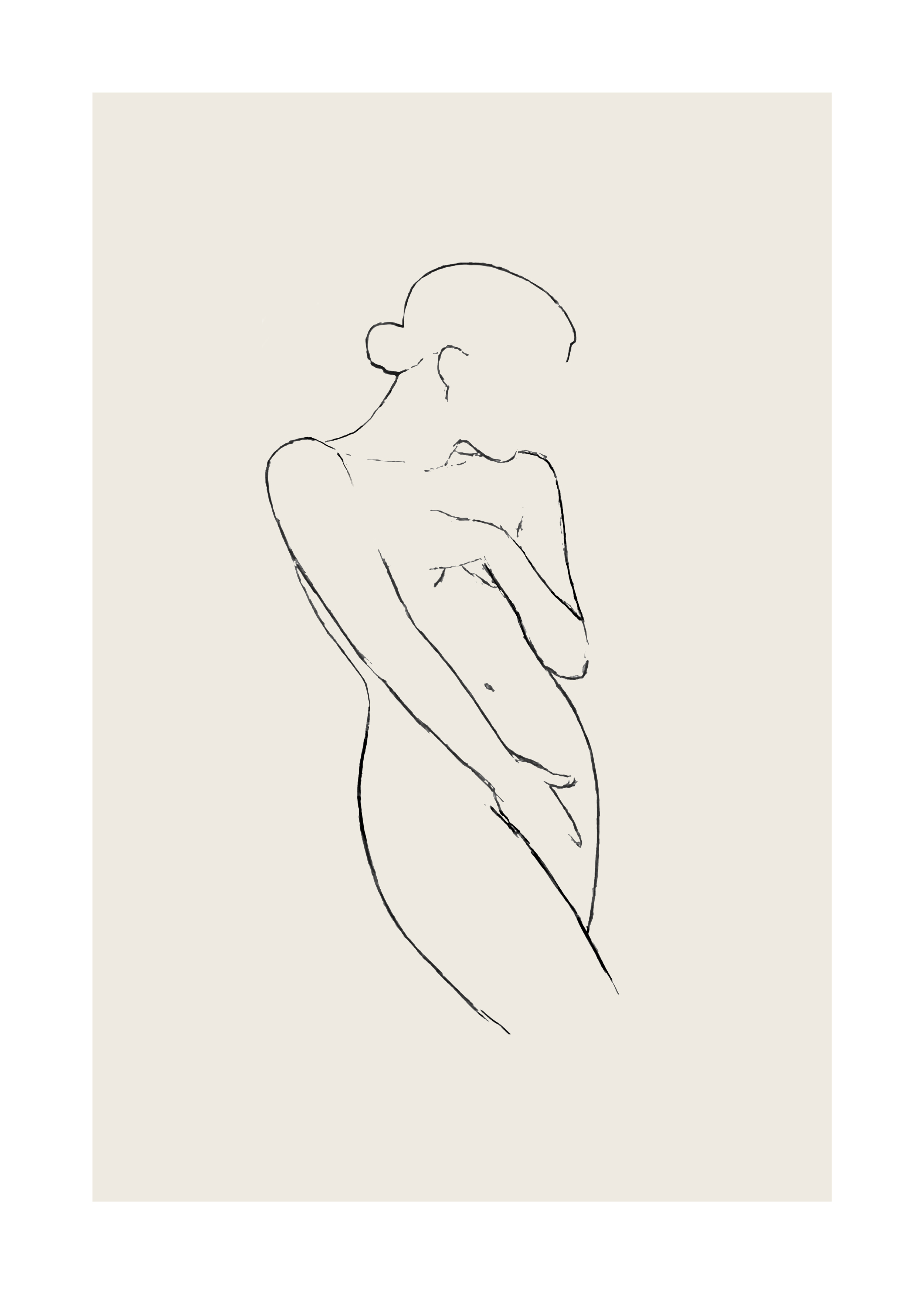 Naked Sketch No.1 Poster - Figure line art (40x50 cm)