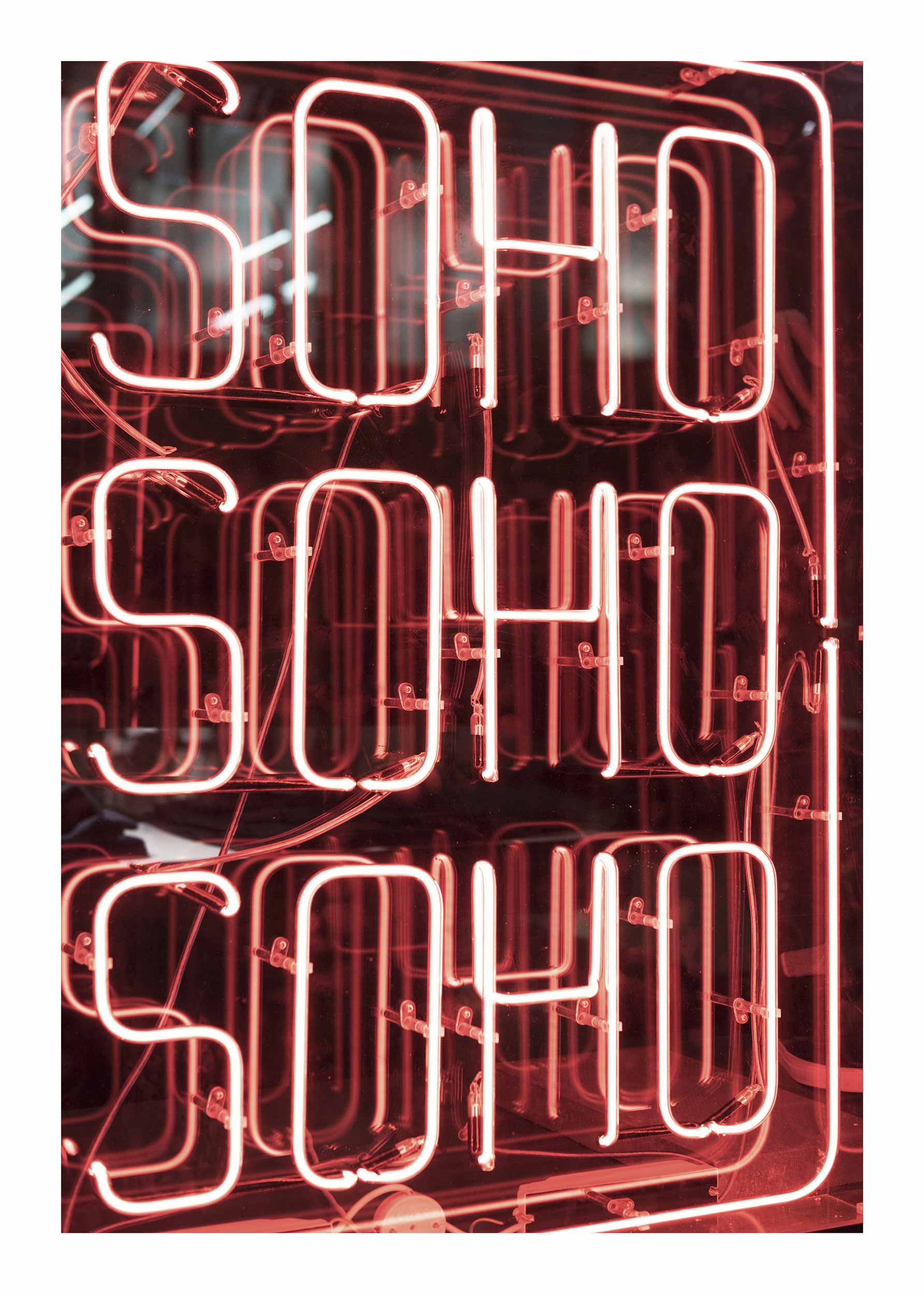 Soho Neon Sign Poster - Typografie-Grafik (50x70 cm)