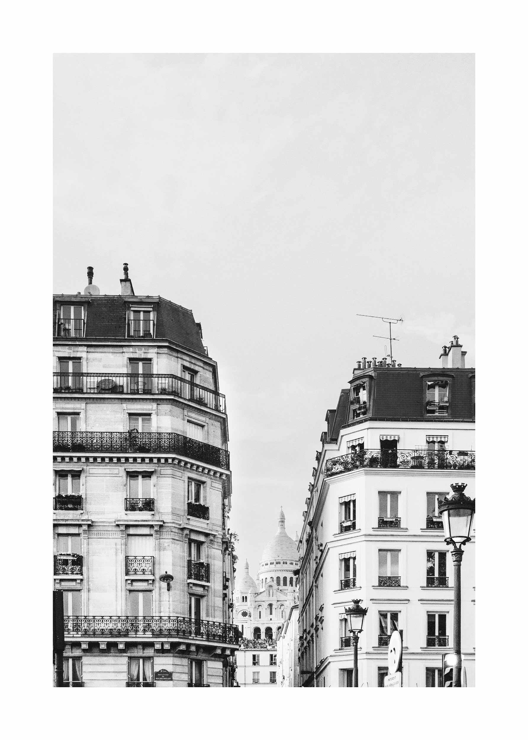 Parisian Buildings Poster - Black and white architecture photography (50x70 cm)