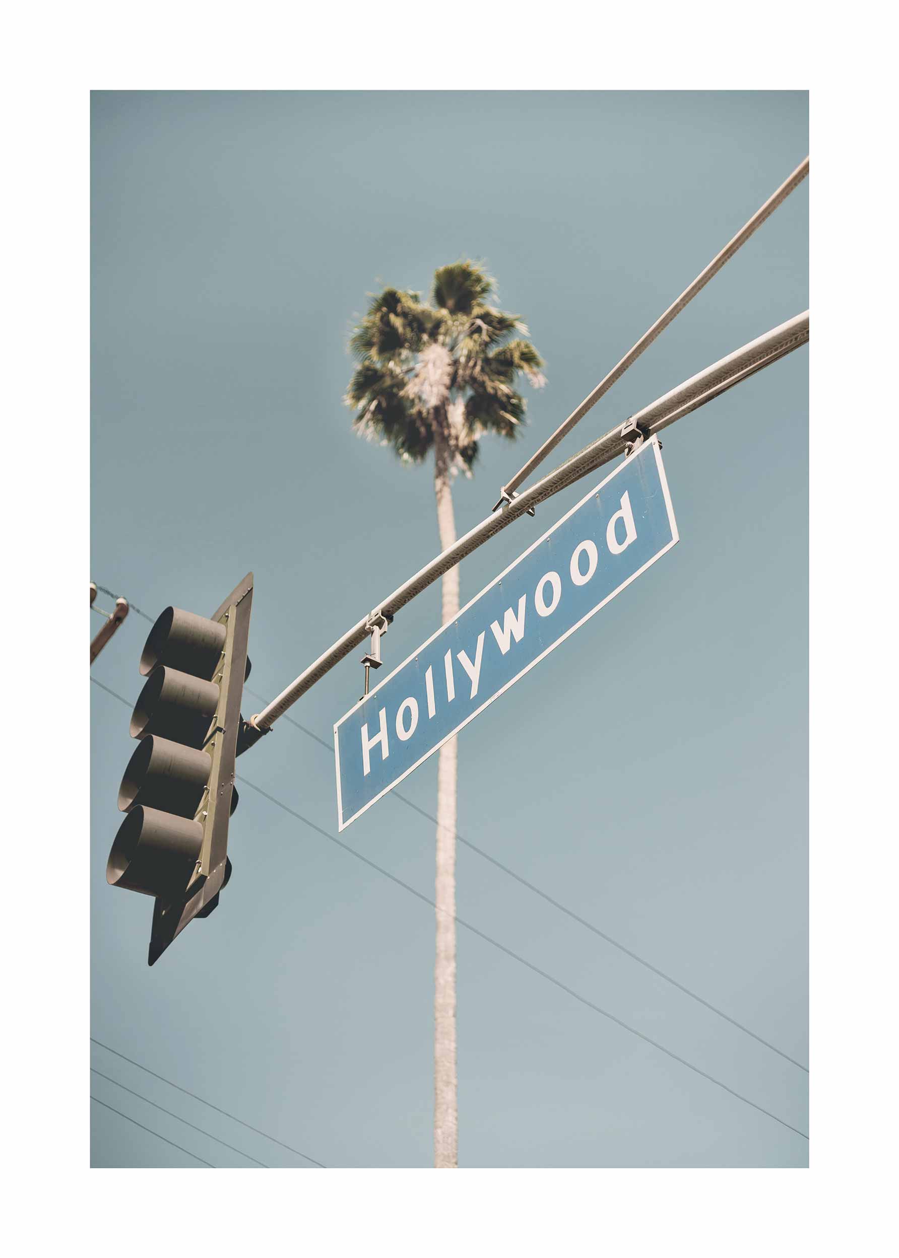 Hollywood Traffic Light poster - Stadtfotografie (30x40 cm)