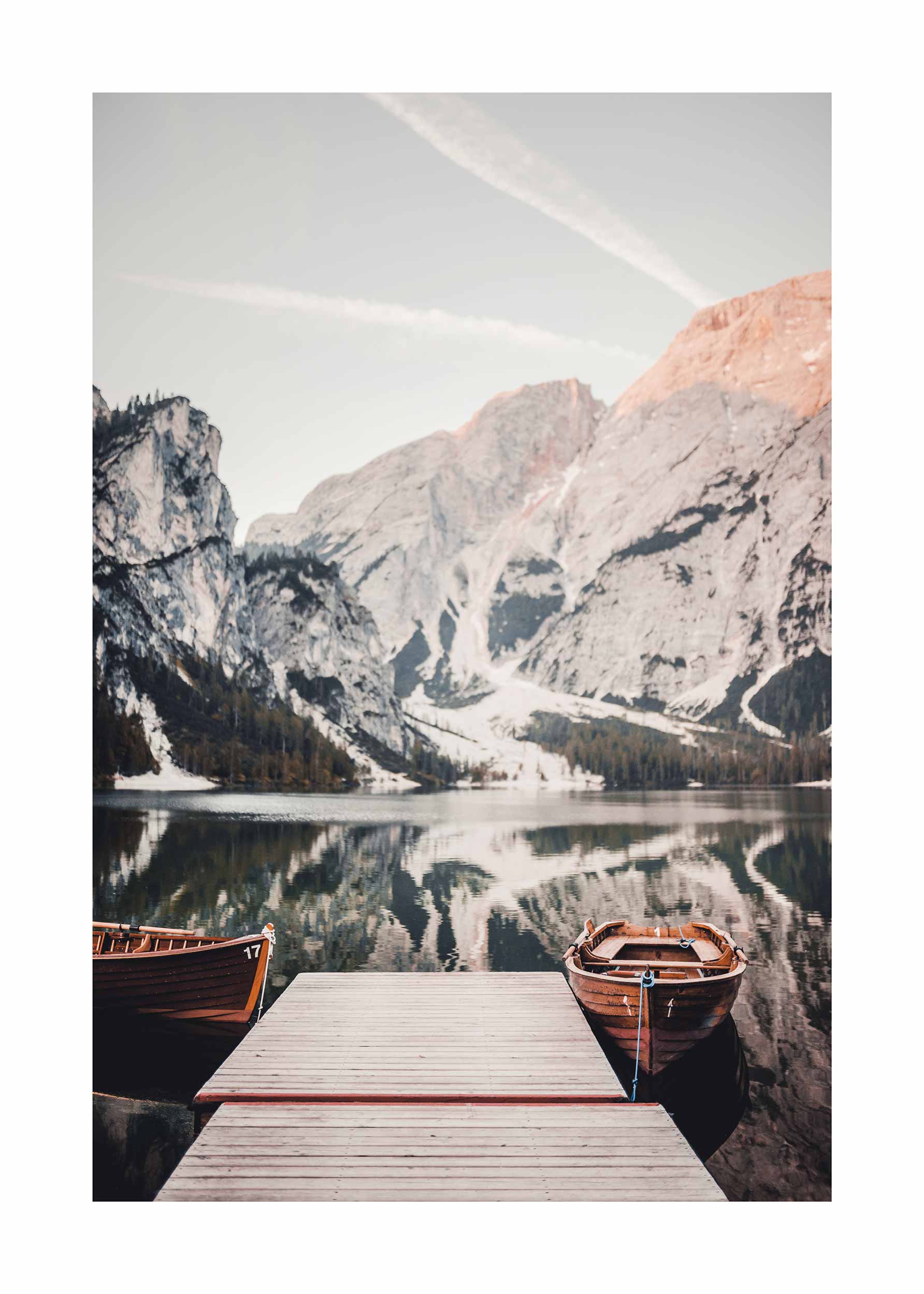 Braies Lake Poster - Mountain lake photography (40x50 cm)
