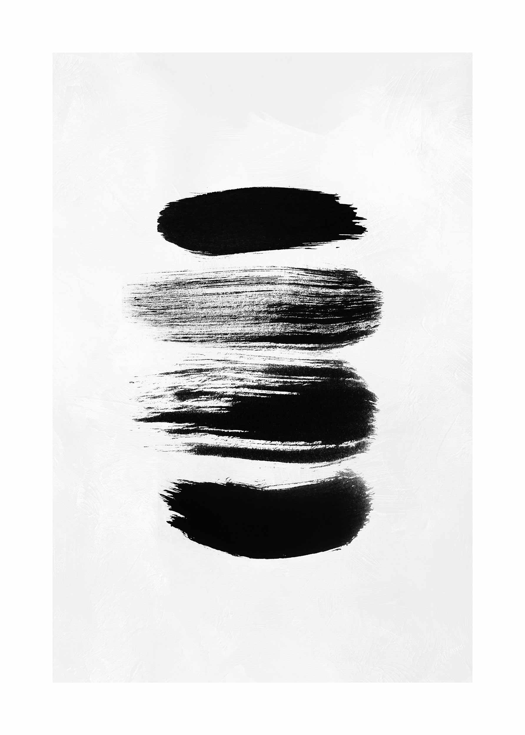 Black Paint Strokes Poster - Abstract illustration (30x40 cm)