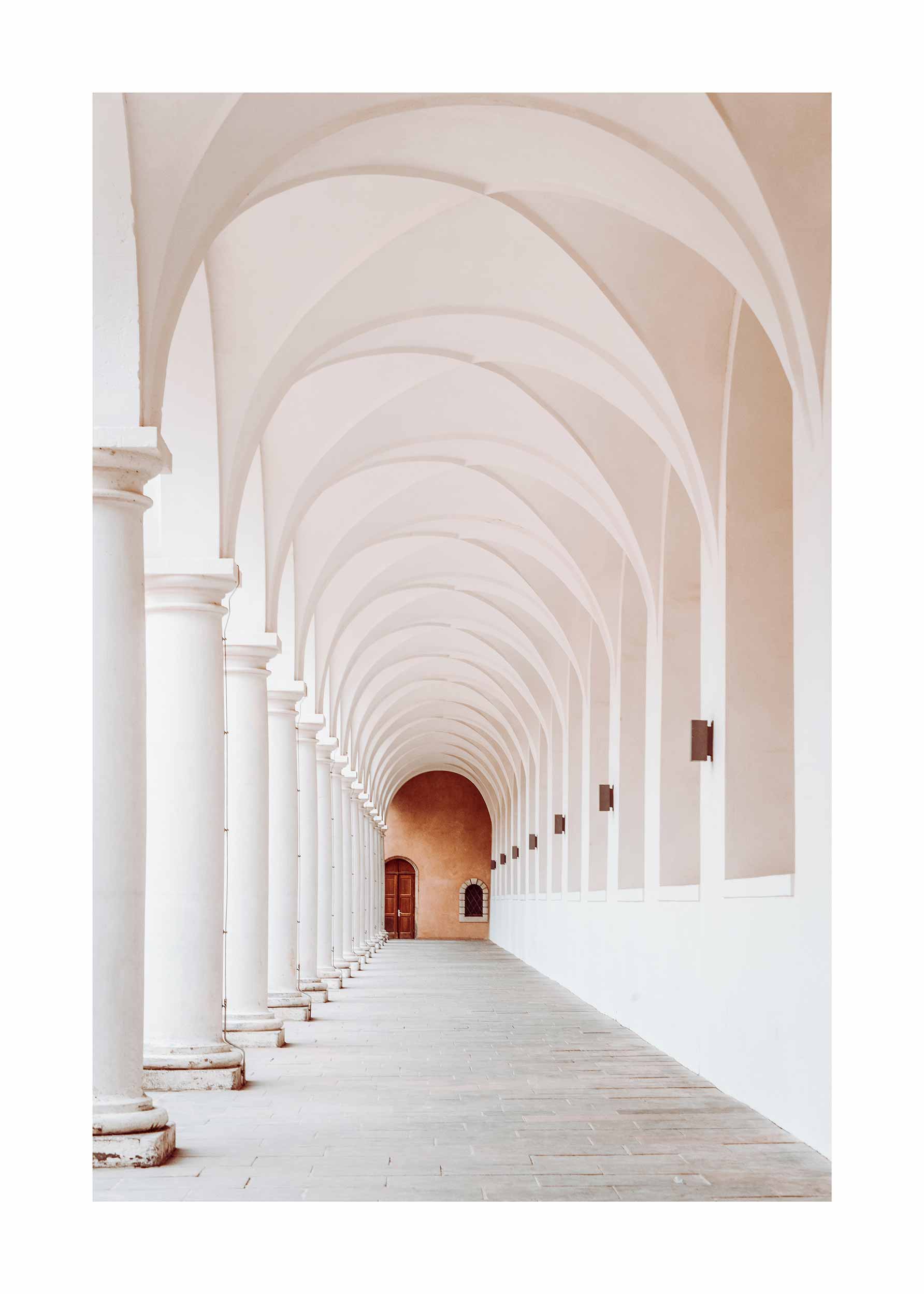 Pastel Corridor Poster - Architecture photography (40x50 cm)