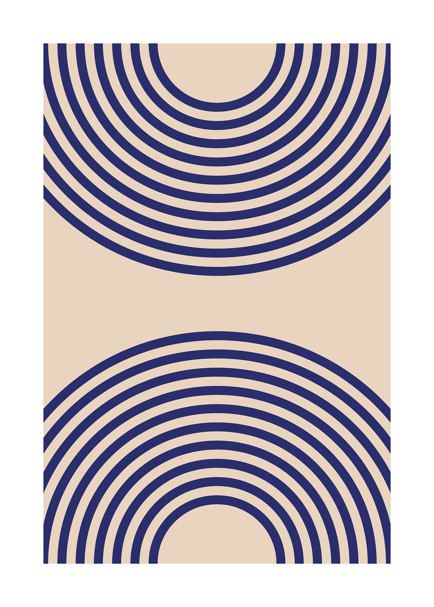 Blue Circular Lines No.3 plakat - Abstrakt illustration (50x70 cm)