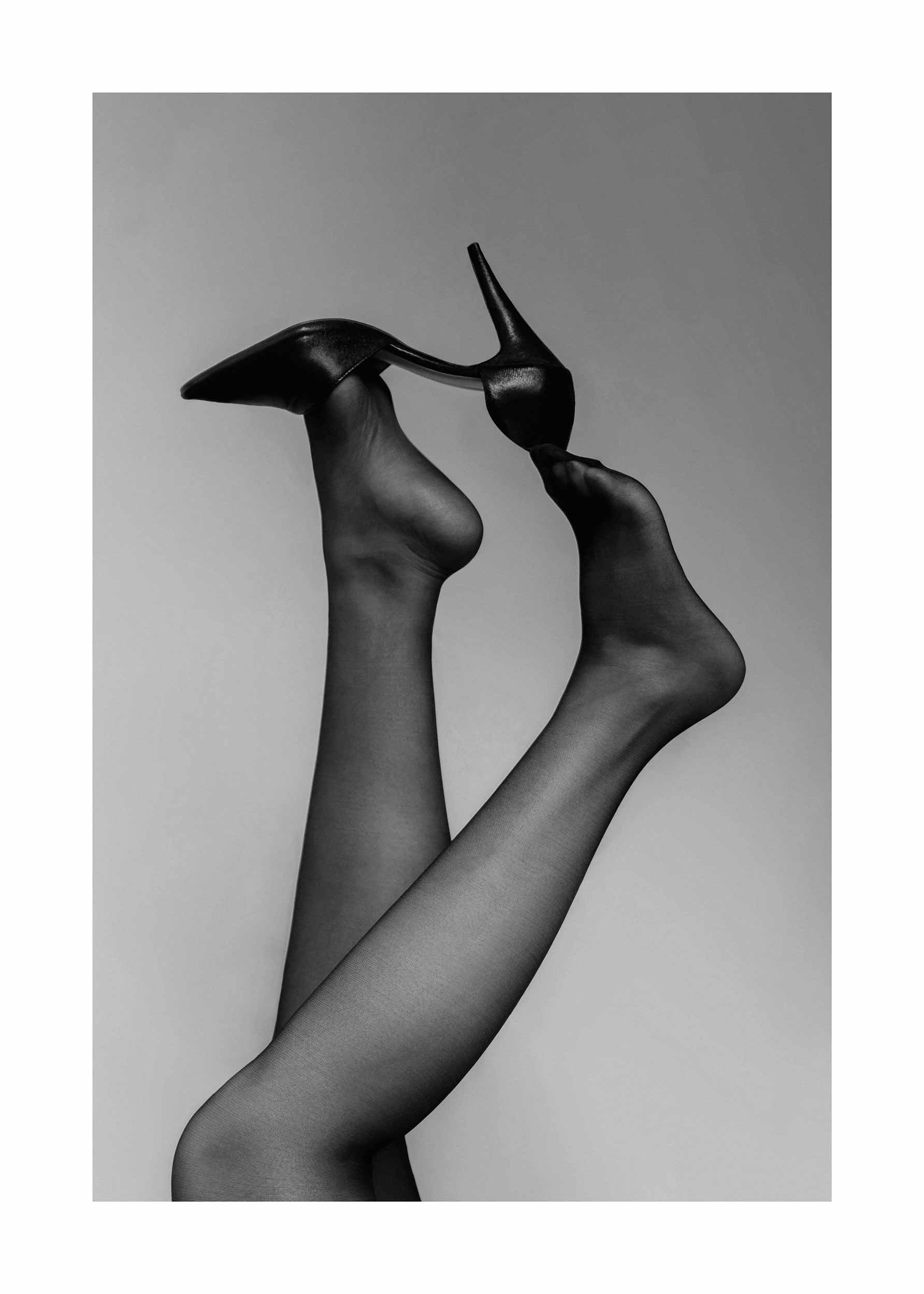 Heels in the Air Poster - Black and white fashion photography (21x30 cm)