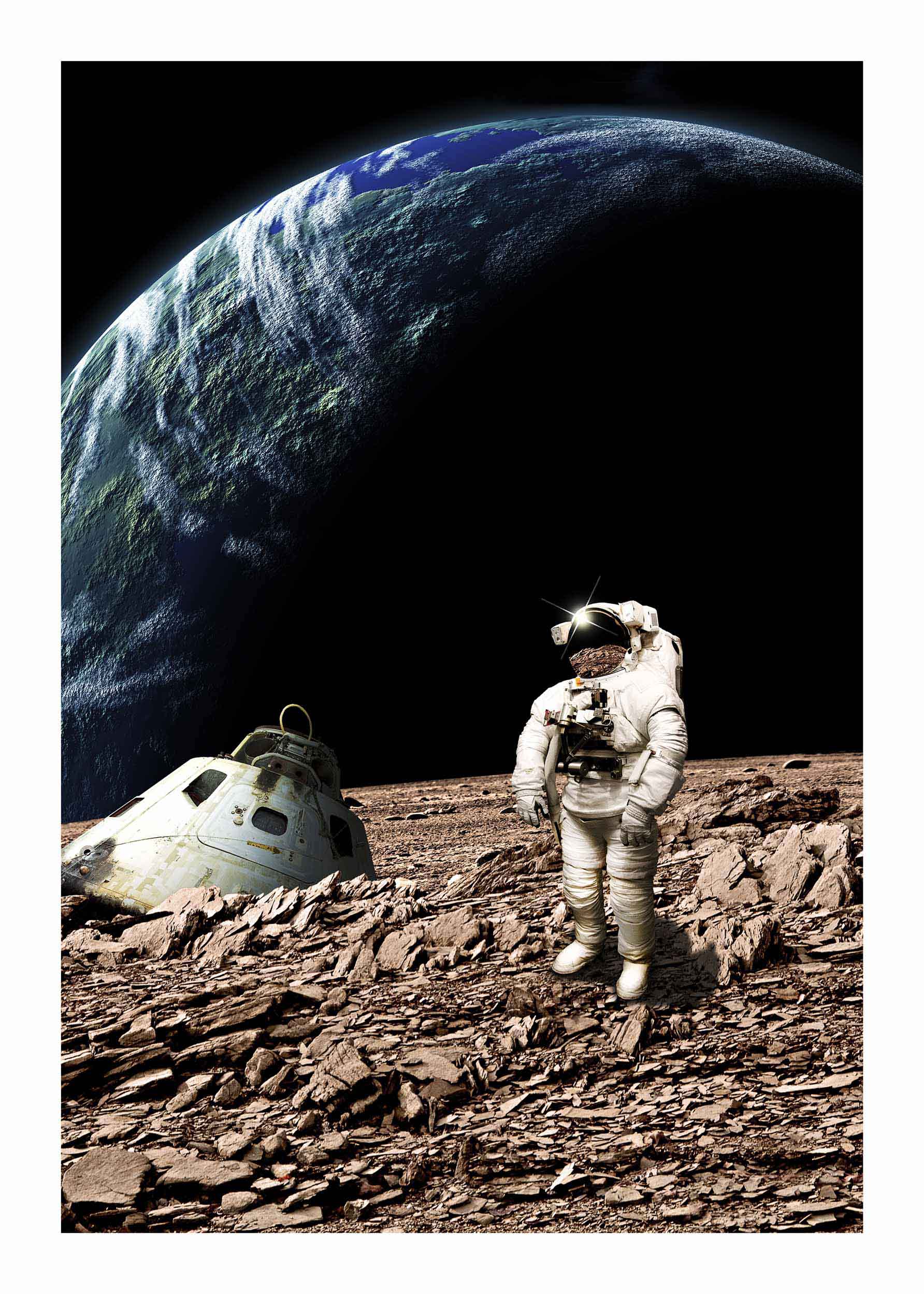 Moon Crash Poster - Weltraum Grafik (30x40 cm)