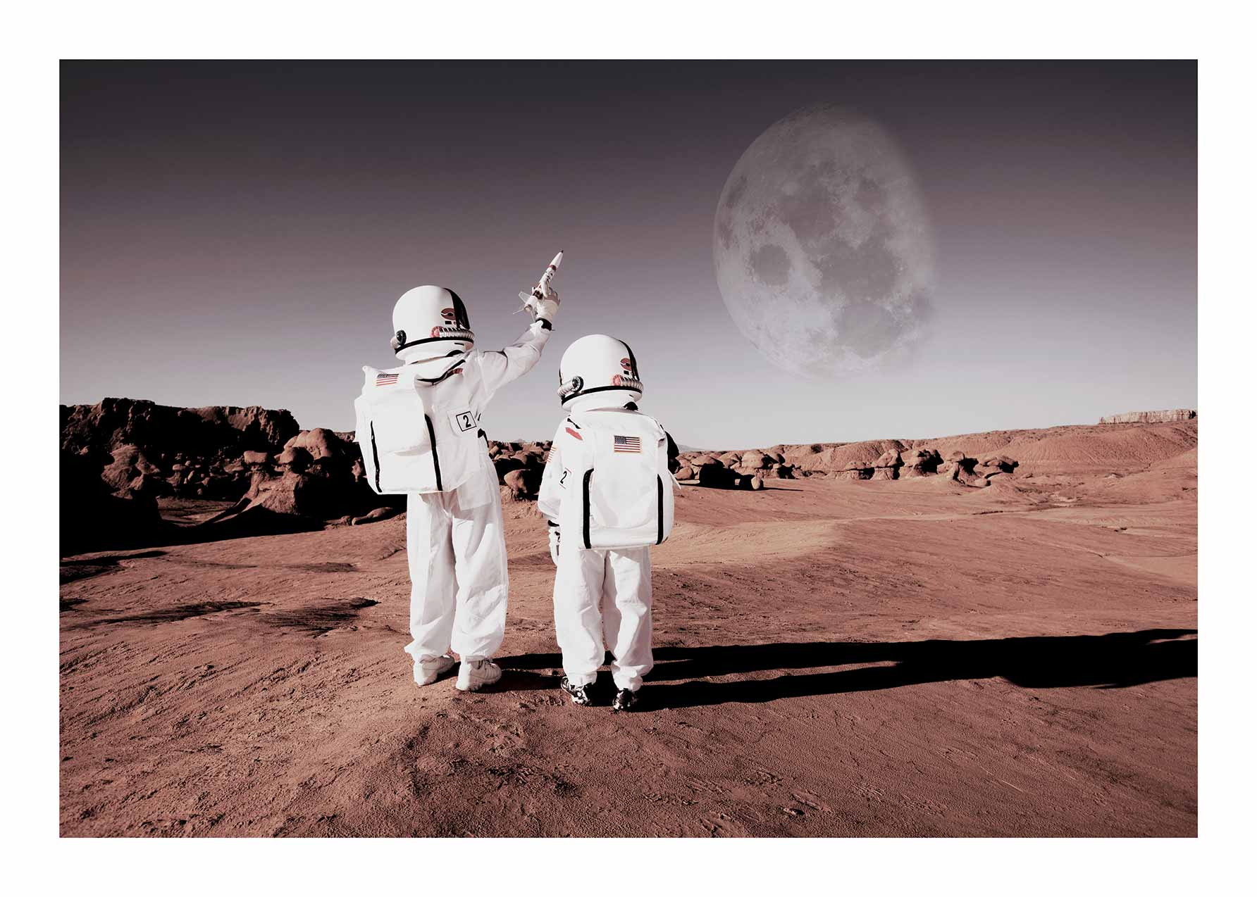 Little Astronauts Poster - Space illustration (50x70 cm)