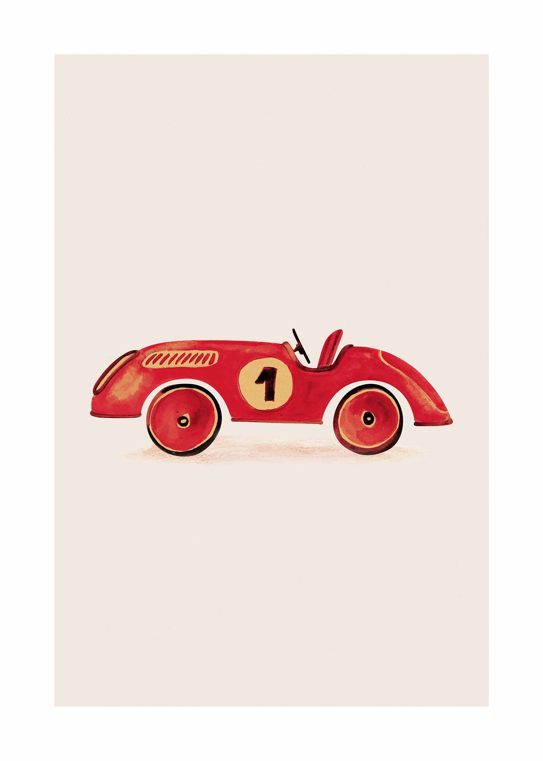 Red Racer Car Poster - Vehicle illustration (30x40 cm)