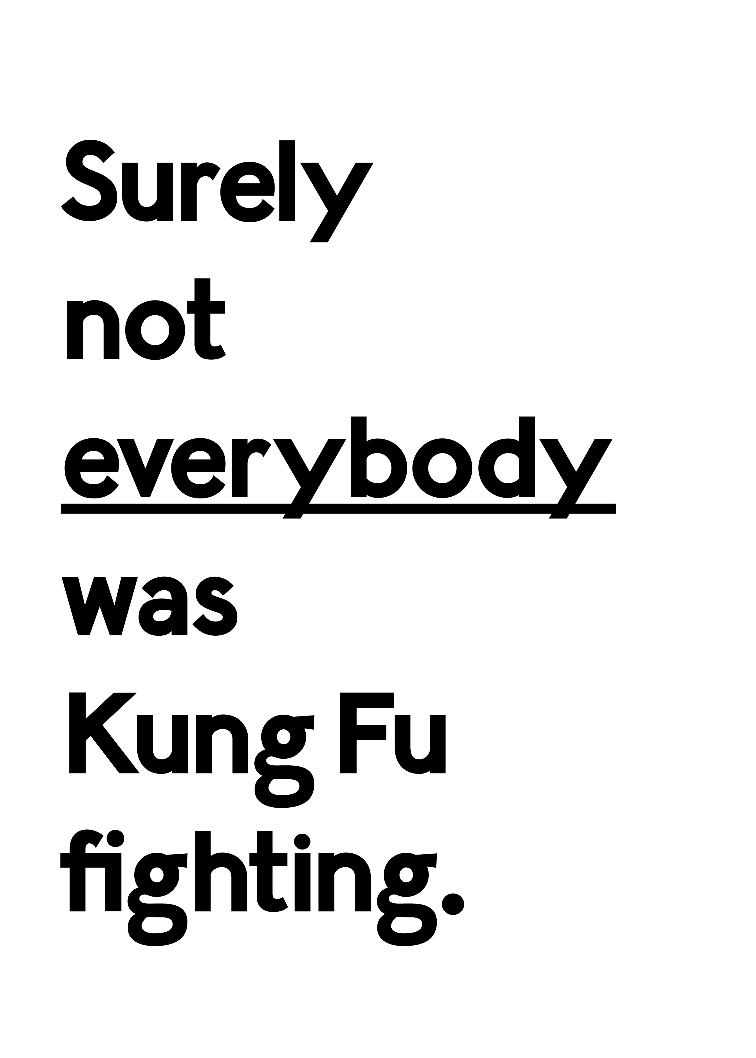 Kung Fu Fighting Poster - Typography illustration (30x40 cm)