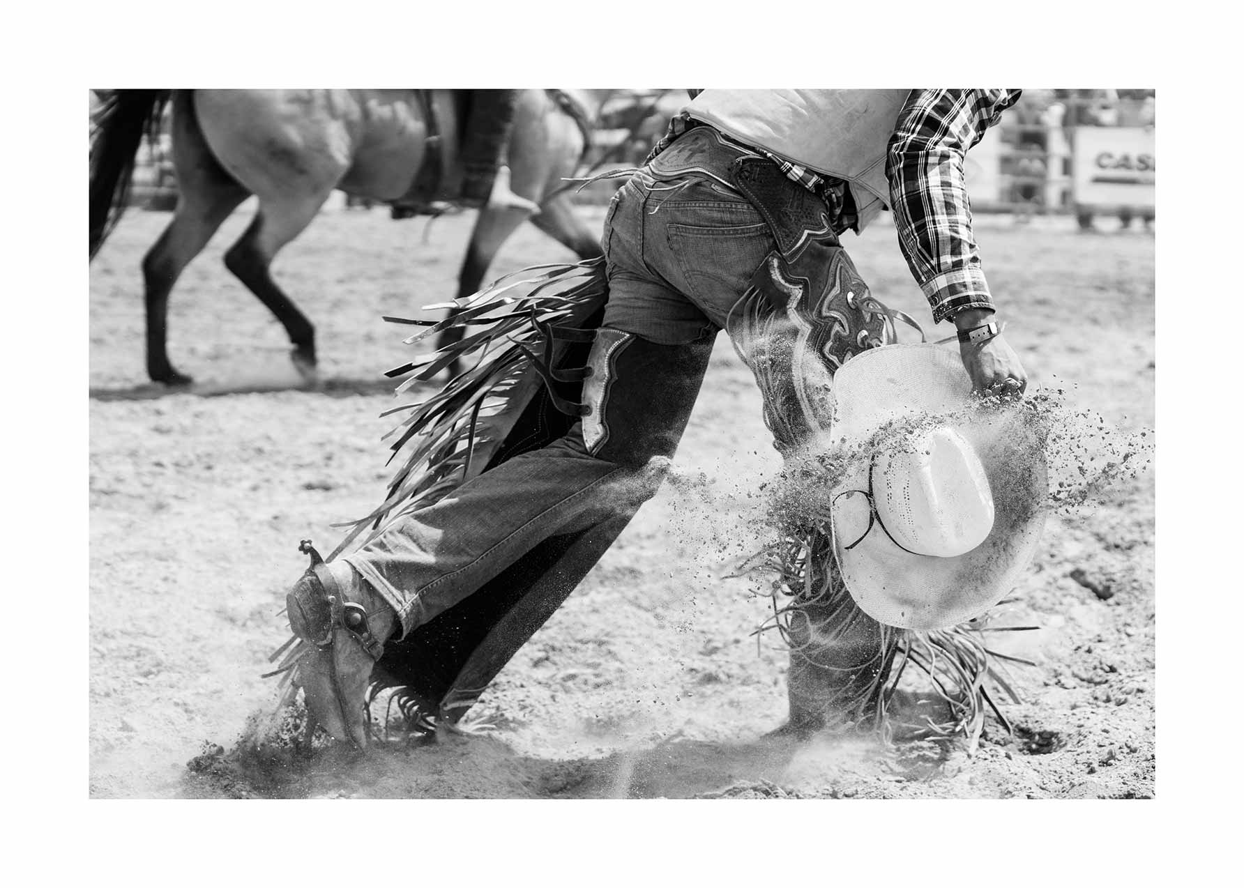 Cowboy at Work Poster - Black and white rodeo photography (30x40 cm)