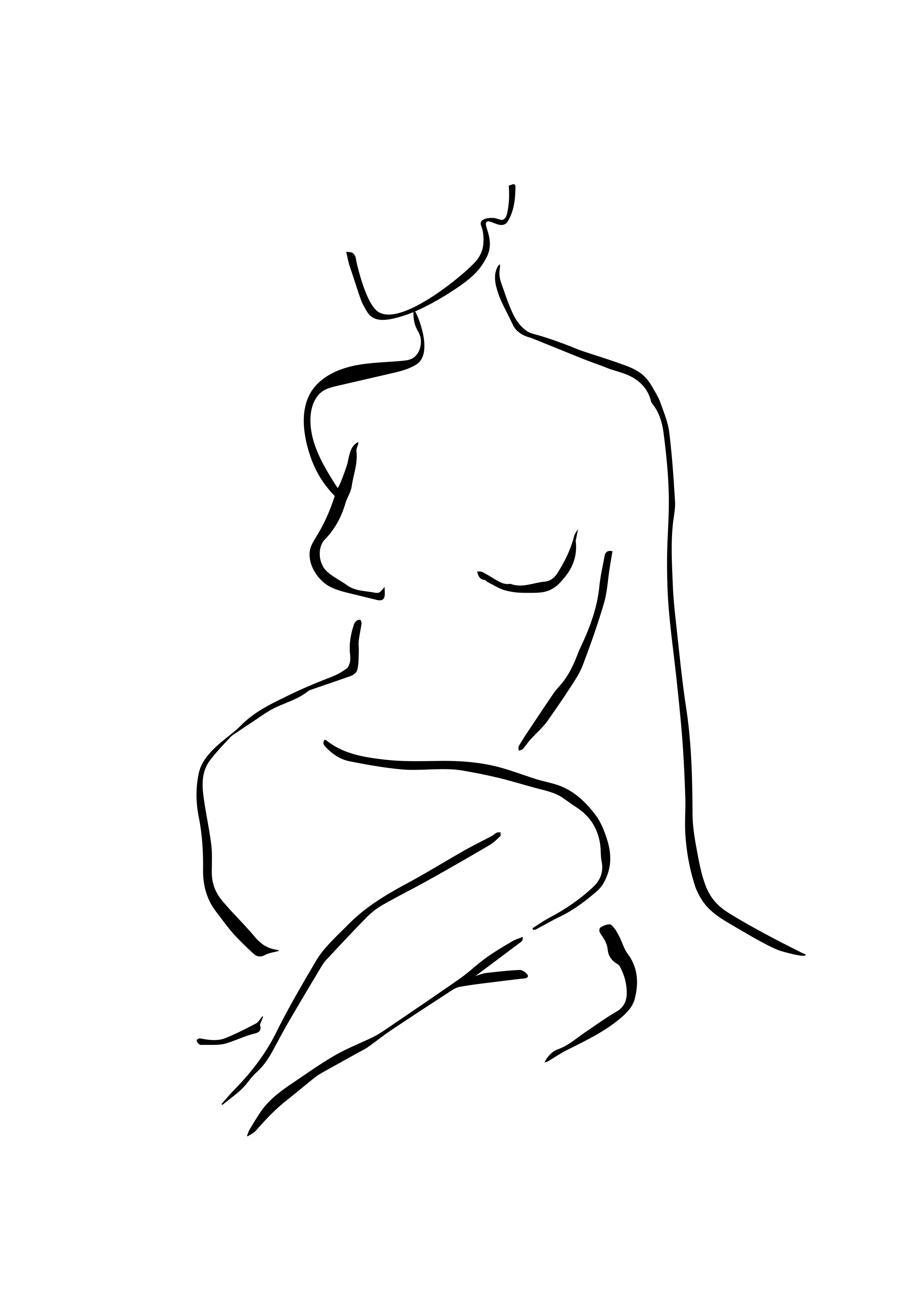 Line Silhouette Rest plakat - Kvindefigur line art (30x40 cm)