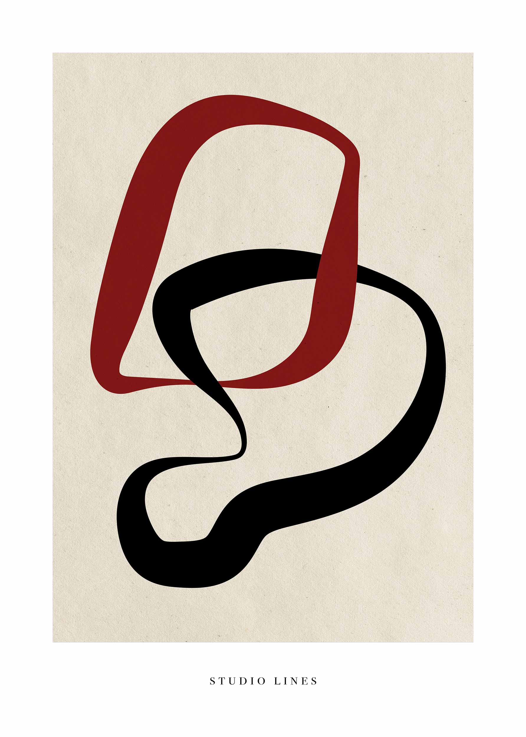 Studio Lines Red Poster - Abstract illustration (30x40 cm)