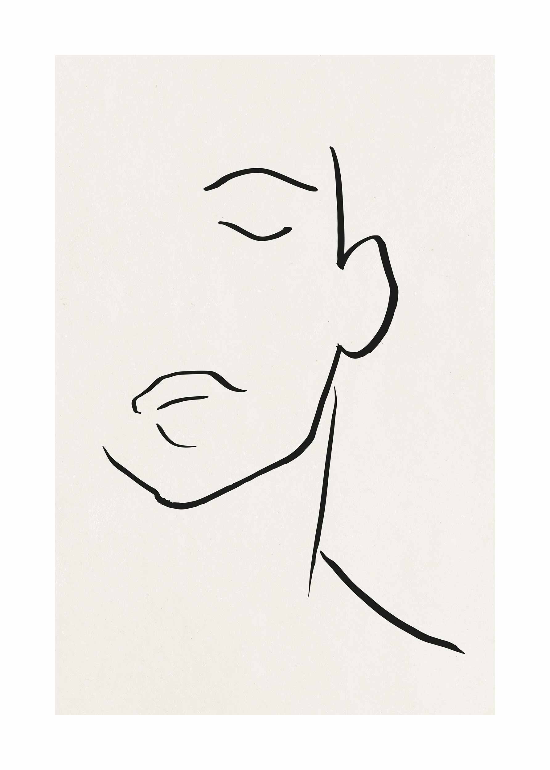 Line Impression plakat - Ansigt line art (30x40 cm)
