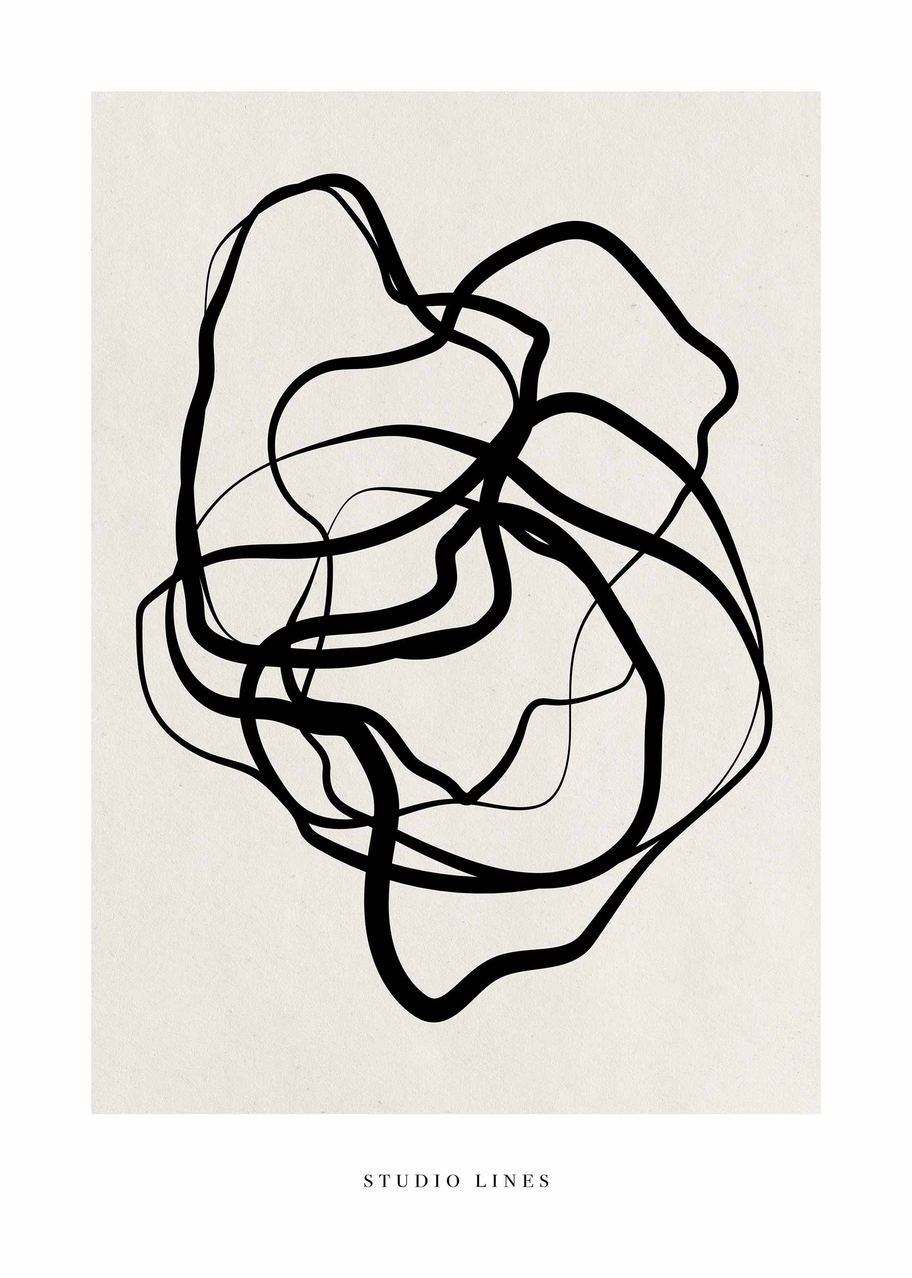 Studio Lines Black plakat - Abstrakt line art (50x70 cm)