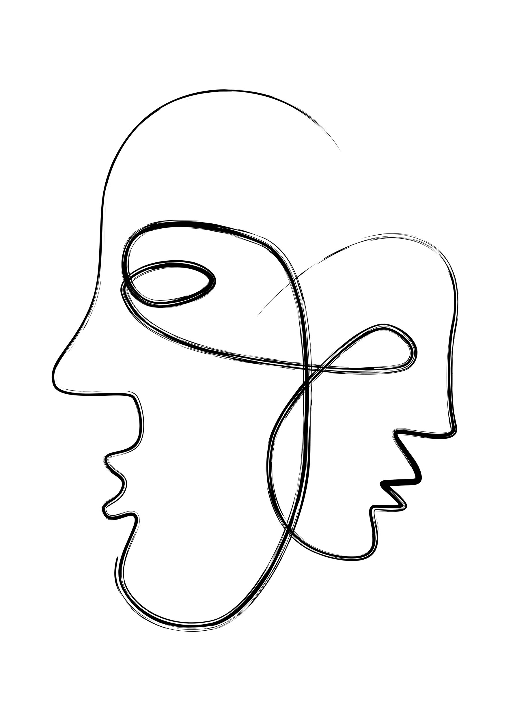 Two Minds Poster - Abstract line art (50x70 cm)