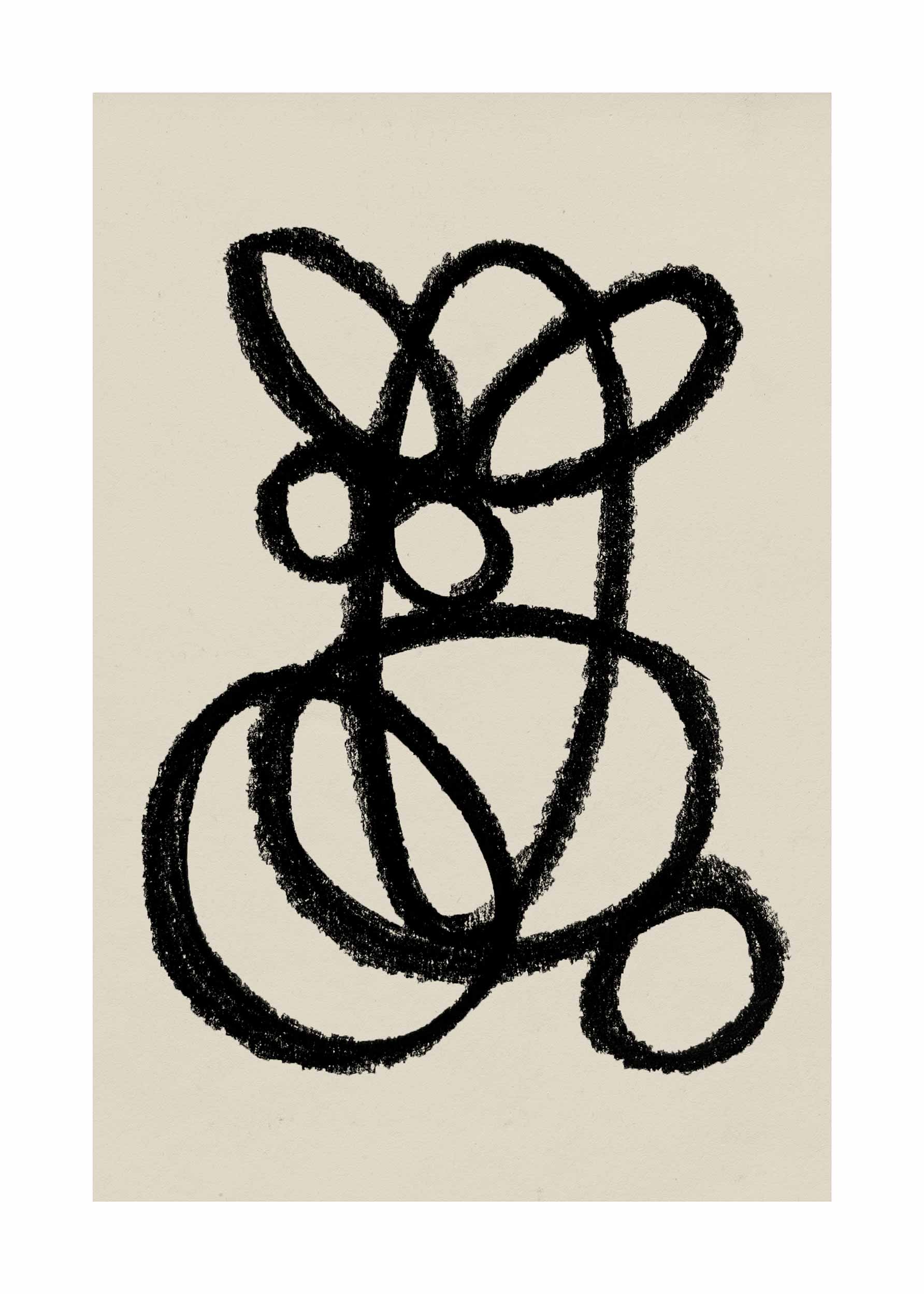 Charcoal Figure No.1 Poster - Abstract illustration (50x70 cm)