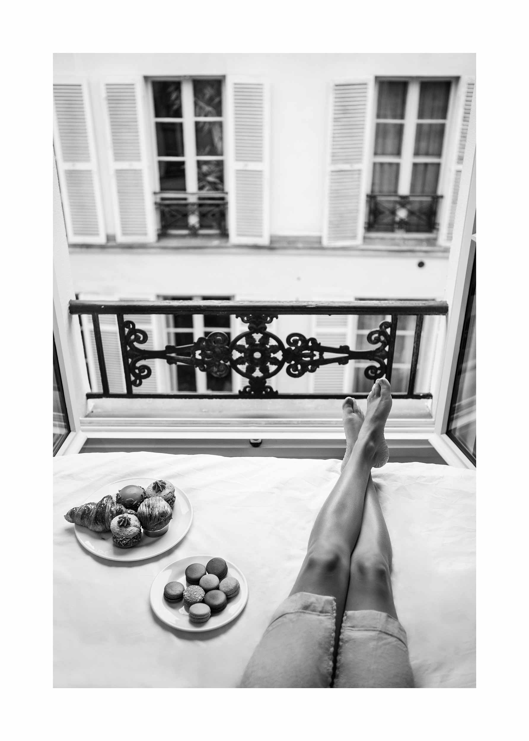 Morning in Paris Poster - Black and white window photography (40x50 cm)