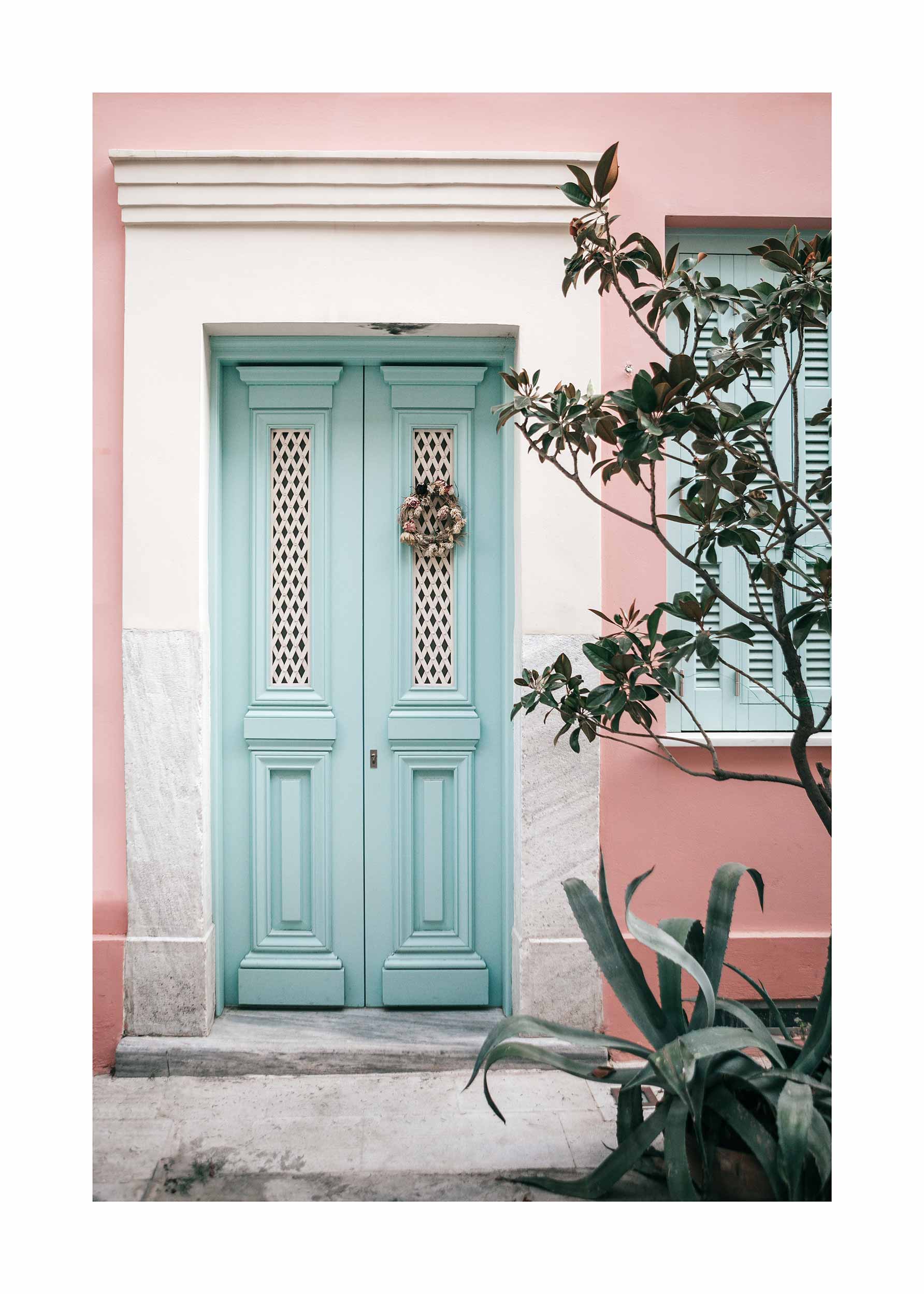 Mint Door Poster - Architekturfotografie (30x40 cm)