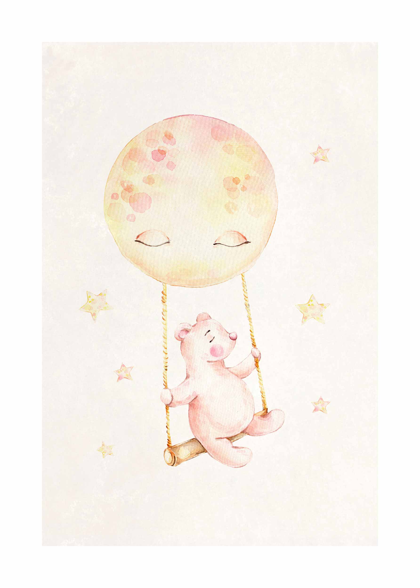 Swing Me To The Moon Poster - Animal illustration (21x30 cm)