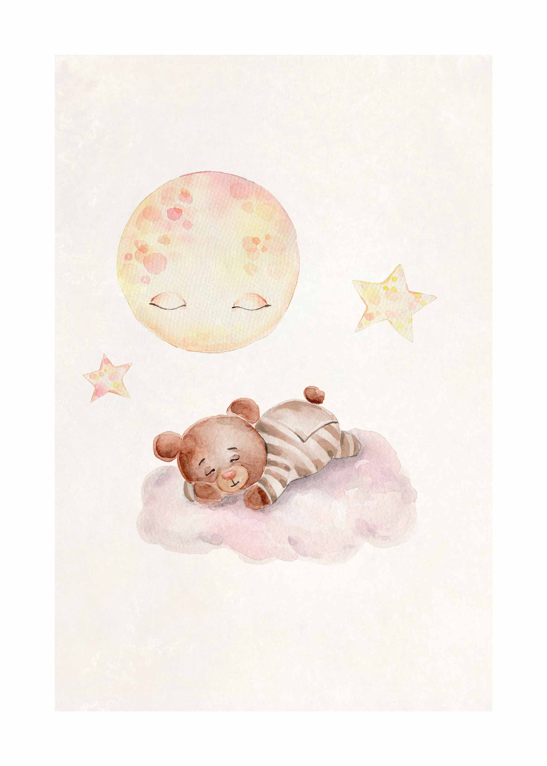 Teddy Sleeping On Cloud Poster - Animal illustration (40x50 cm)