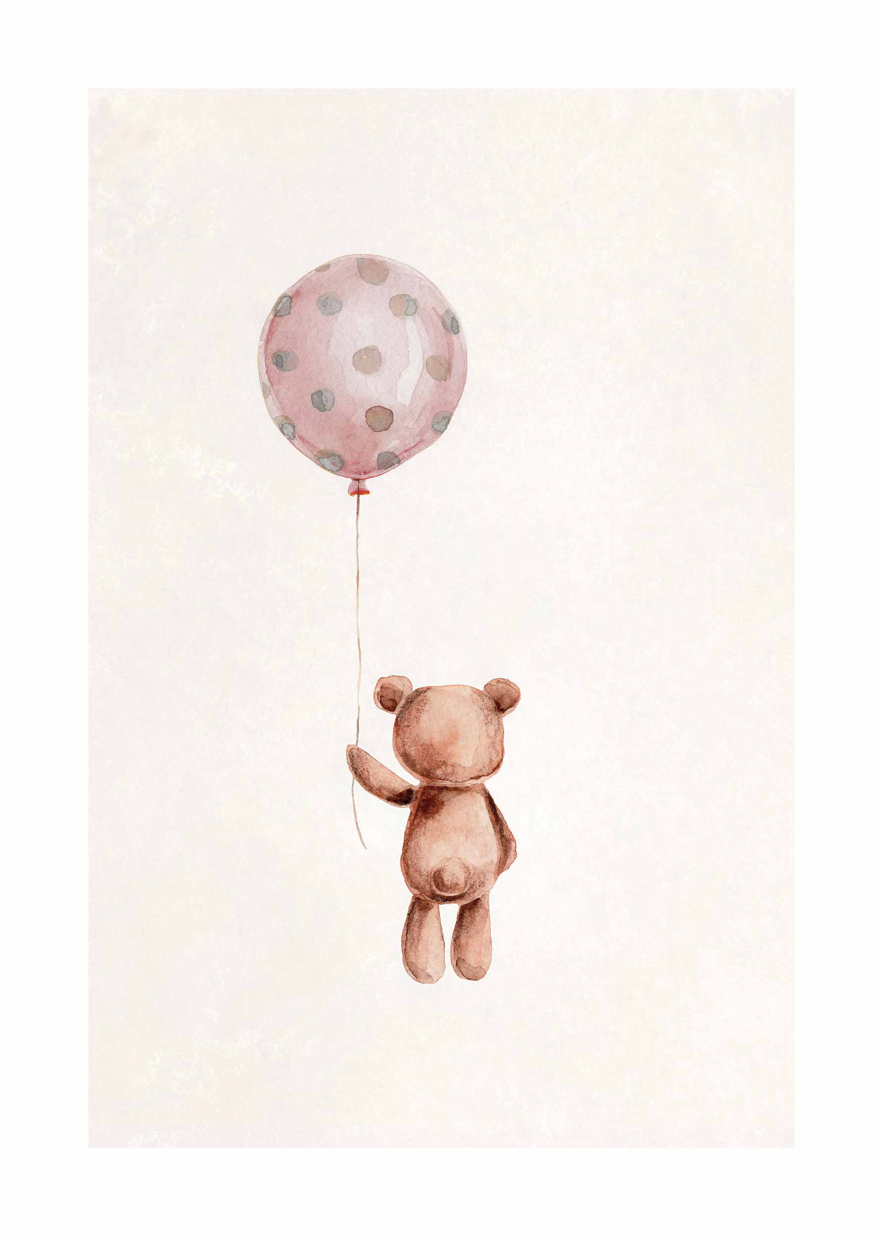 Teddy With Balloon plakat - Dyreillustration (21x30 cm)