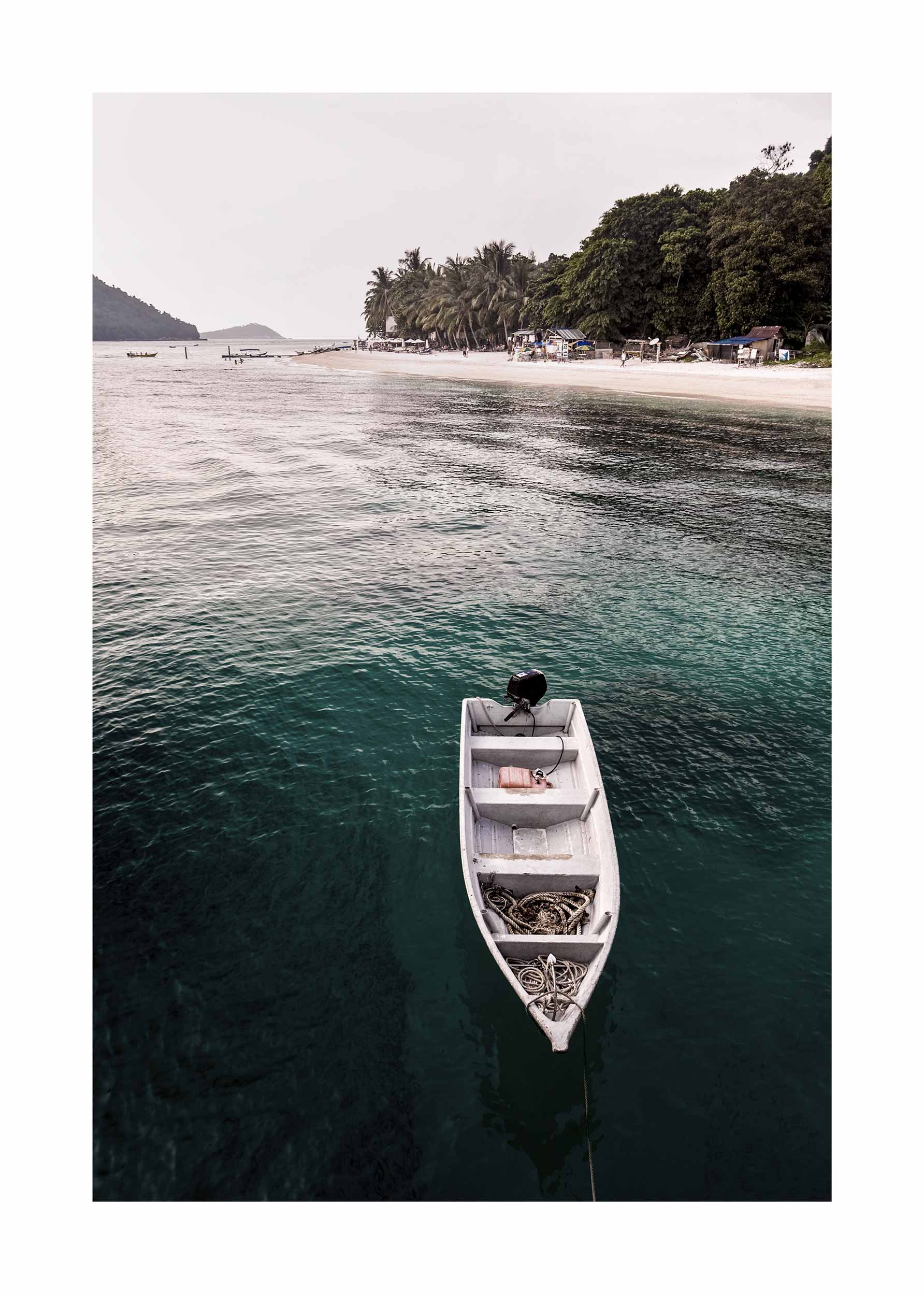 Boat by Island Poster - Beach photography (50x70 cm)