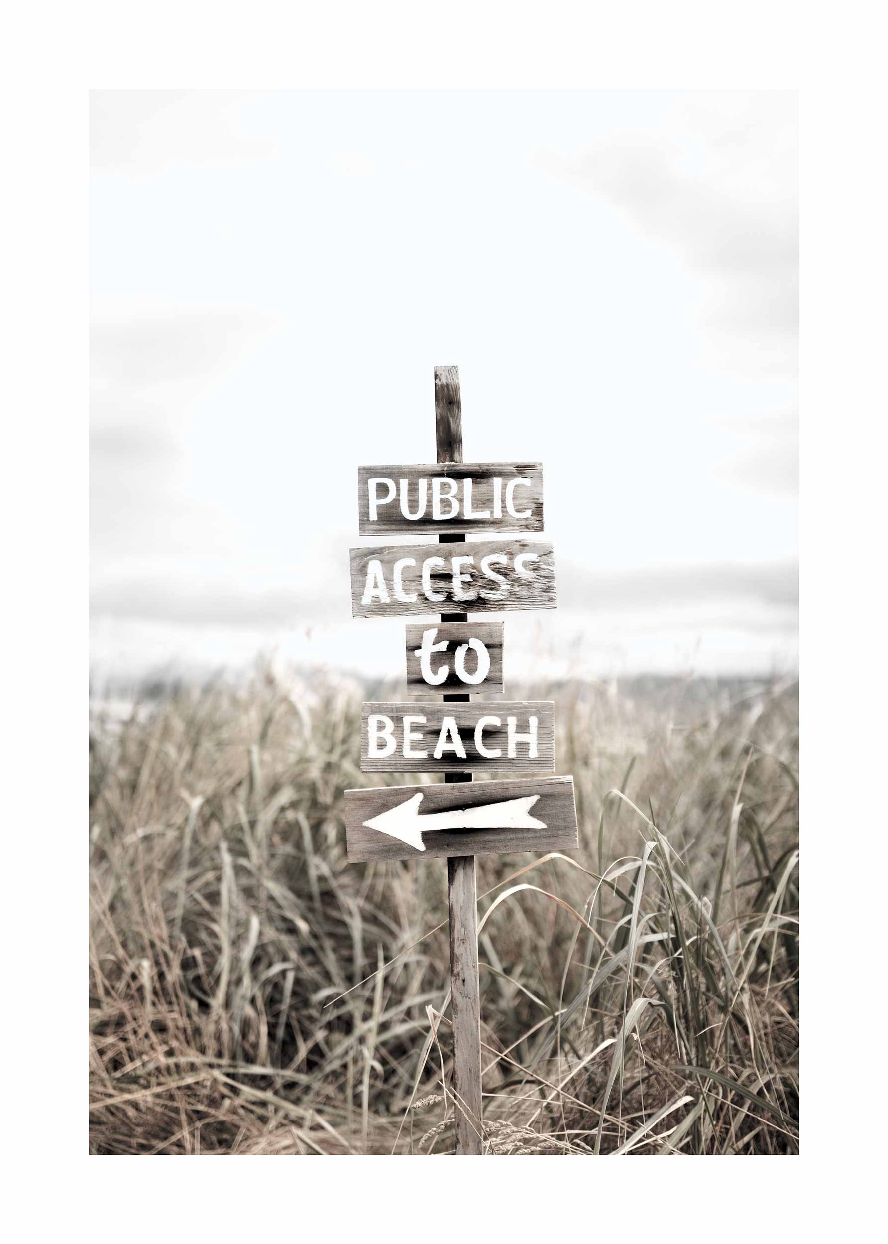 Beach Sign Poster - Coastal photography (40x50 cm)