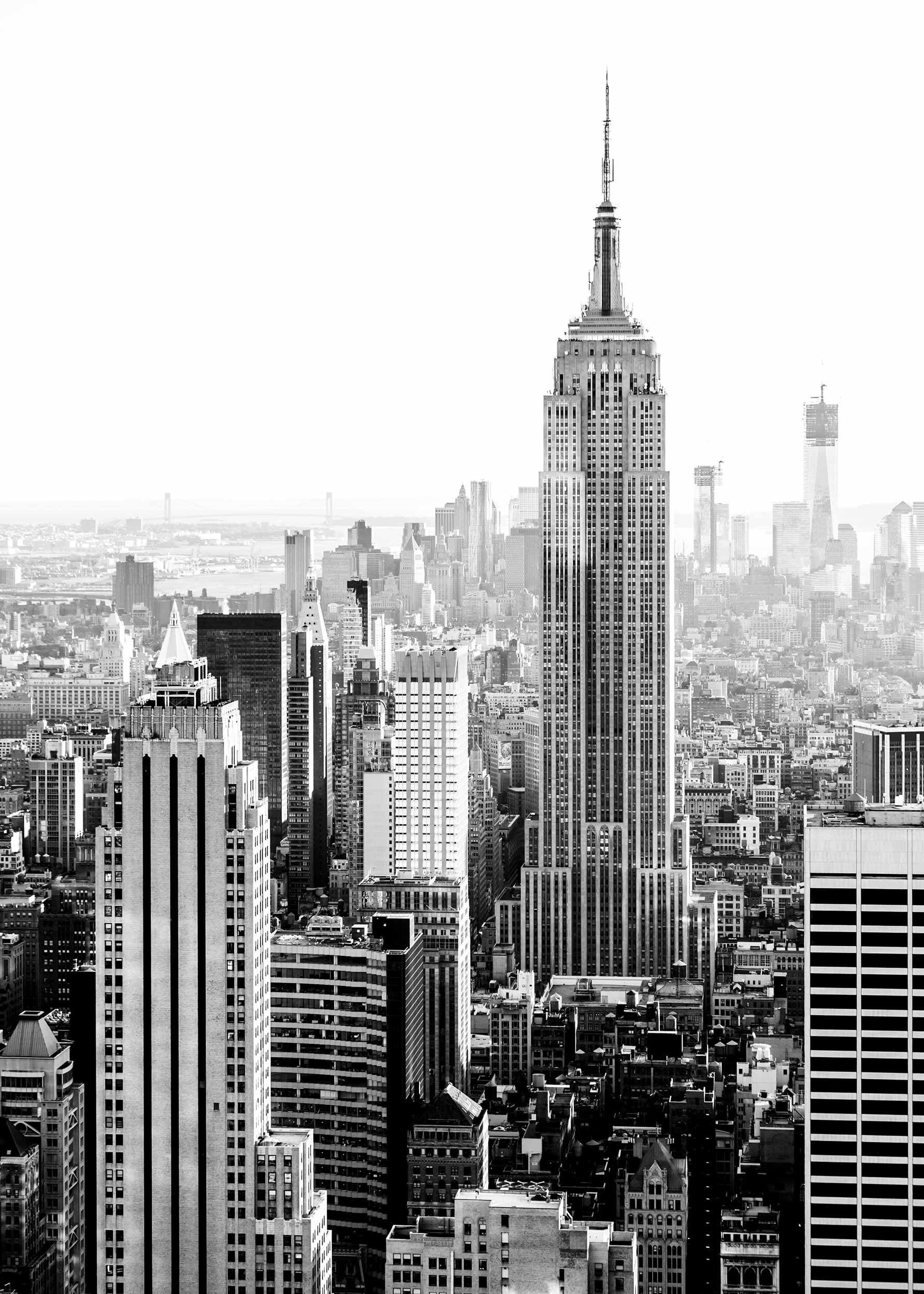 New York Skyline plakat - Sort-hvid arkitekturfotografi (50x70 cm)