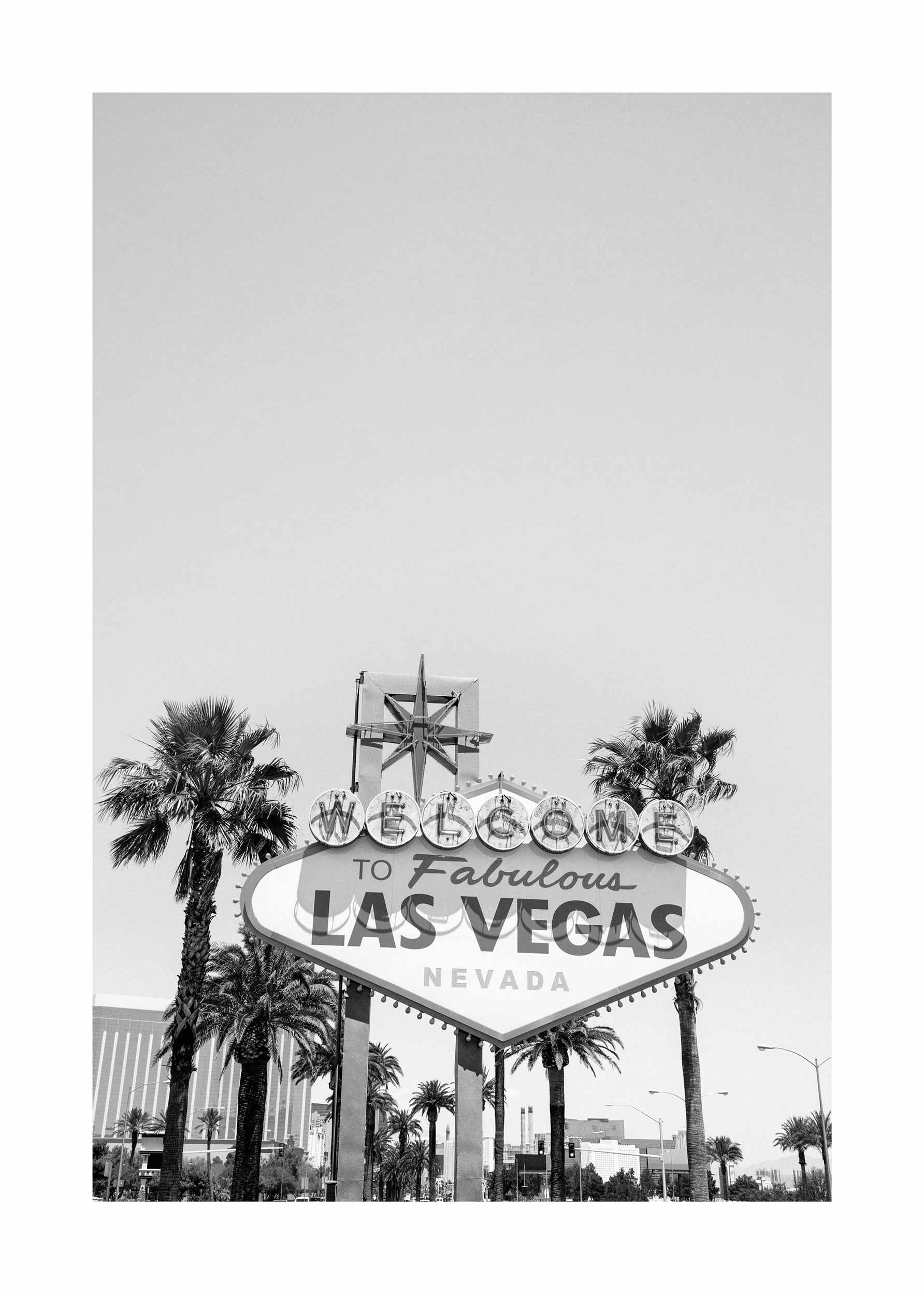 Las Vegas Poster - Black and white city photo (40x50 cm)