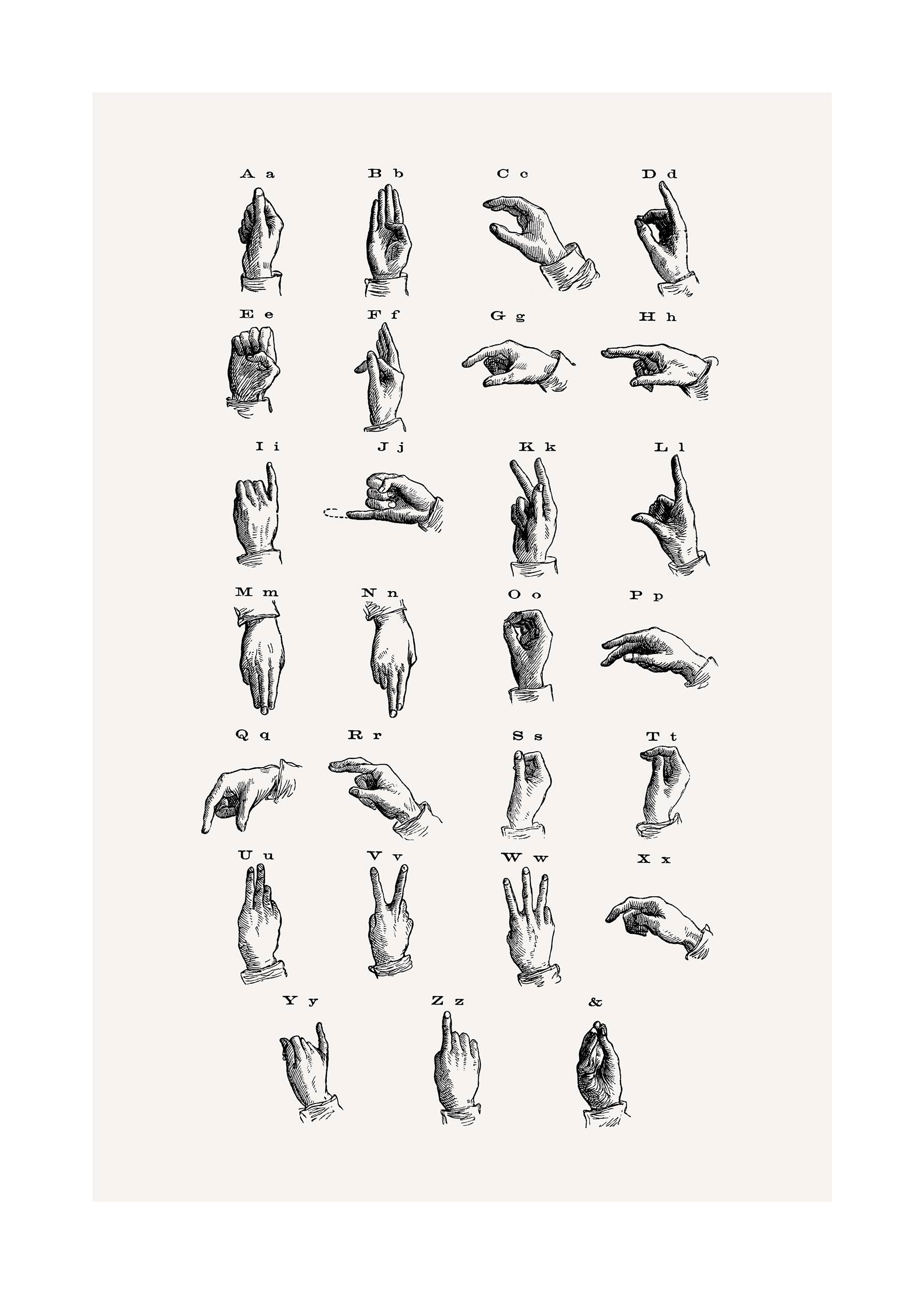 Sign Language Poster - Alphabet illustration (30x40 cm)