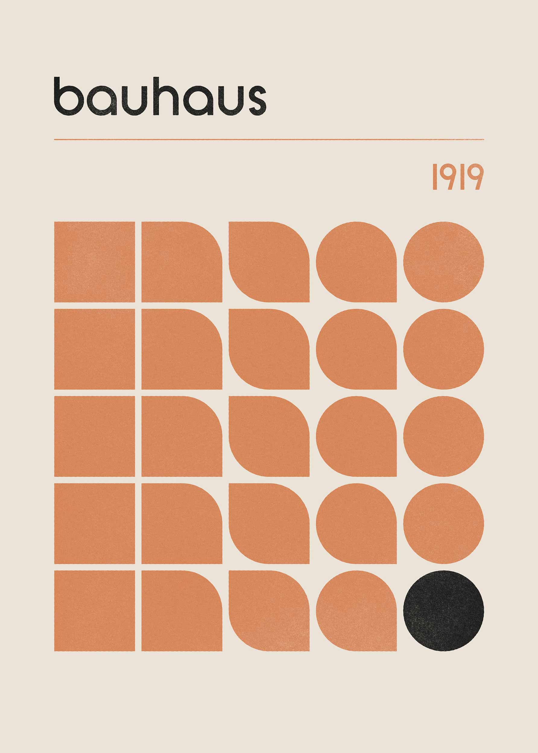 Orange Bauhaus plakat - Geometrisk illustration (30x40 cm)