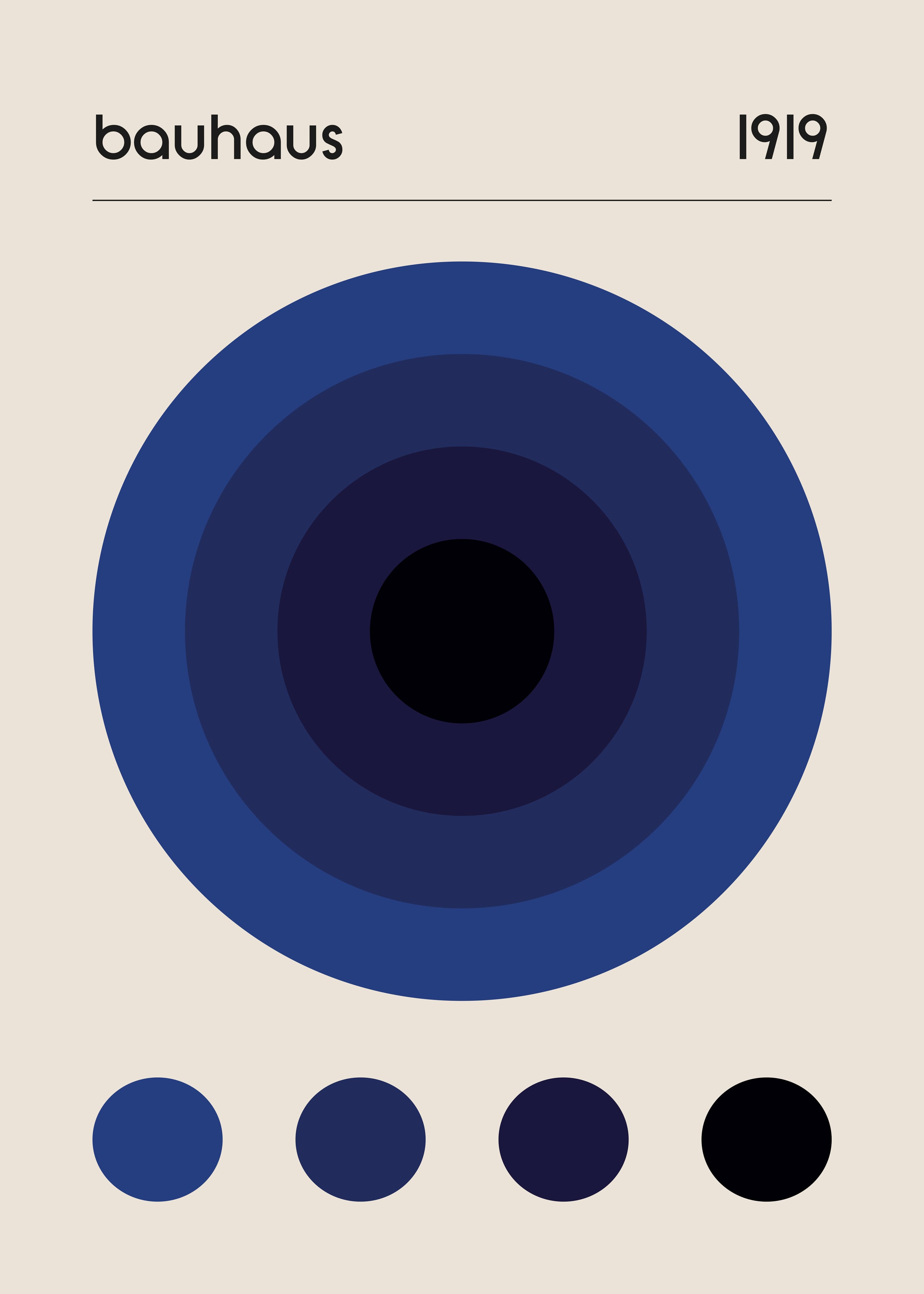 Bauhaus Blue plakat - Abstrakt illustration (30x40 cm)