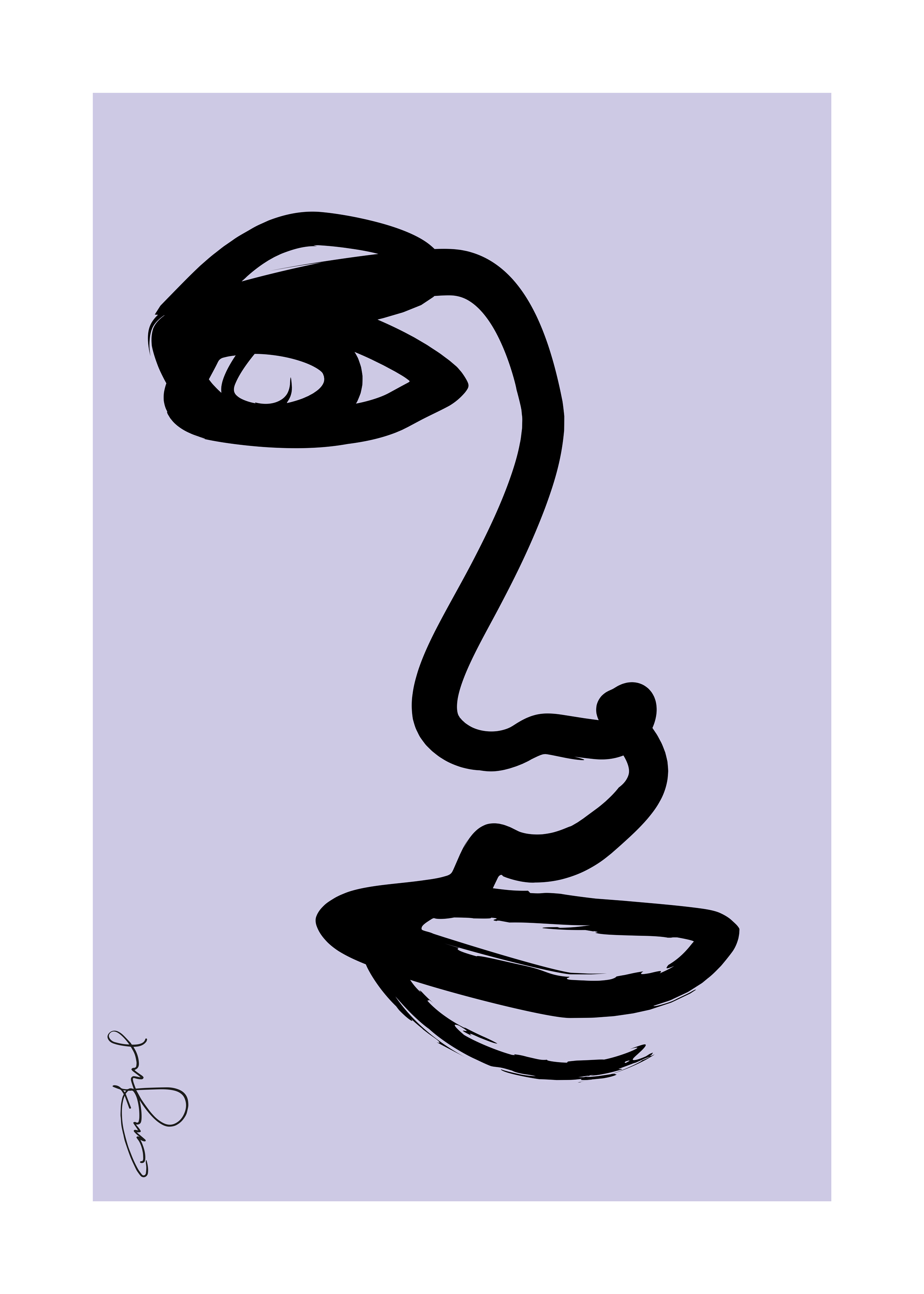 Purple Art Face plakat - Ansigt line art (30x40 cm)