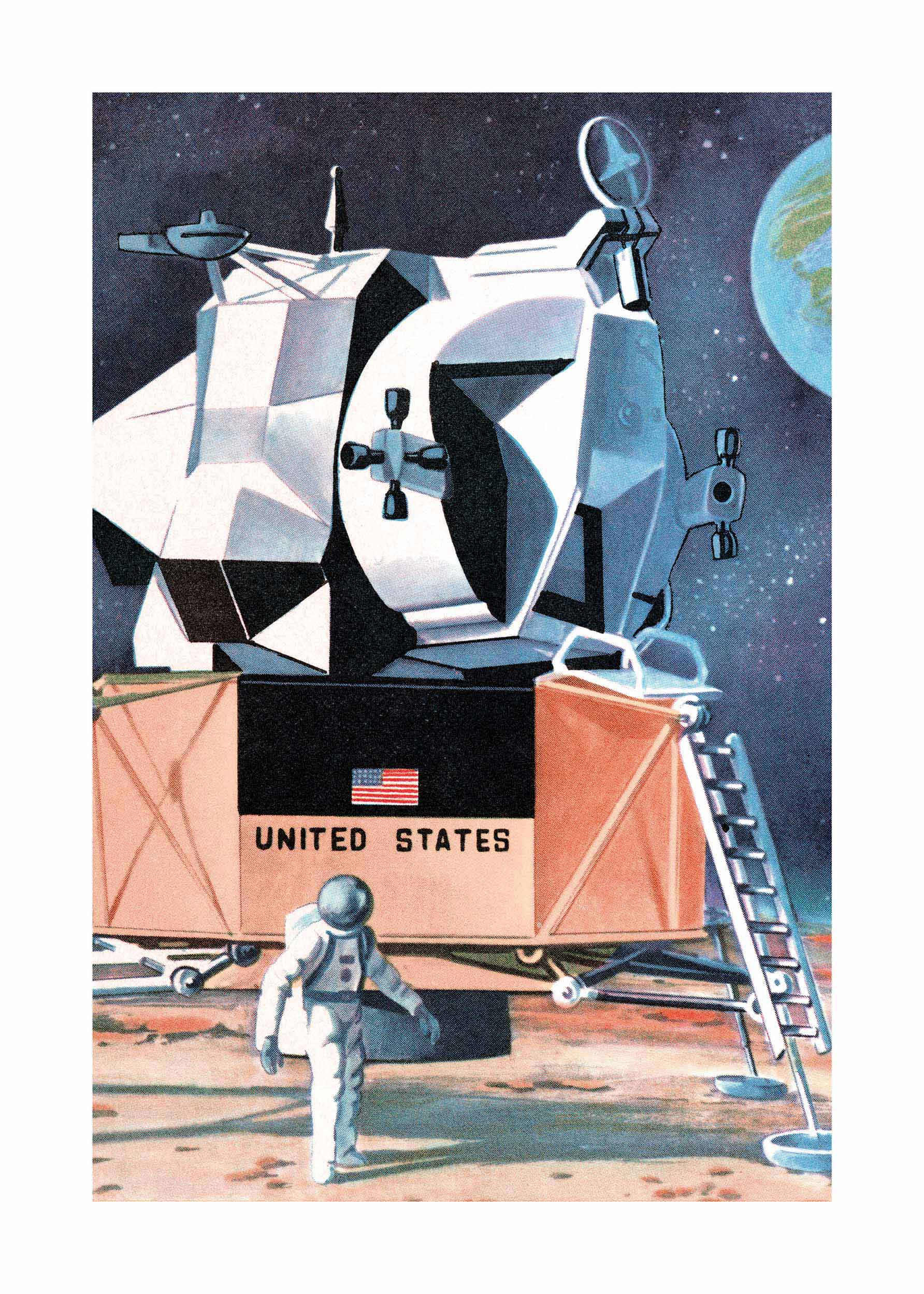 Moon Landing Poster - Weltraumillustration (30x40 cm)