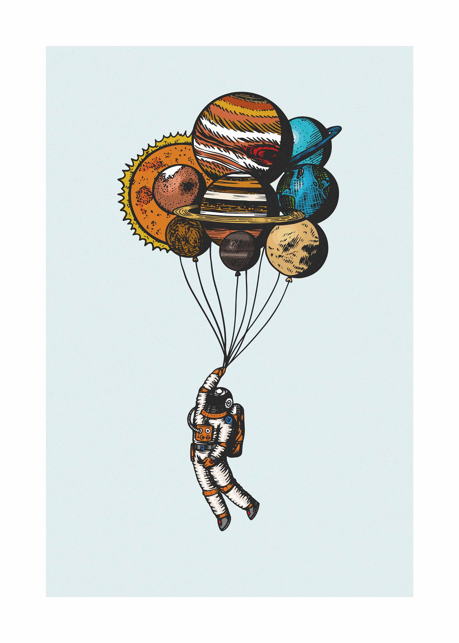 Flying Astronaut poster - Astronautillustration (30x40 cm)