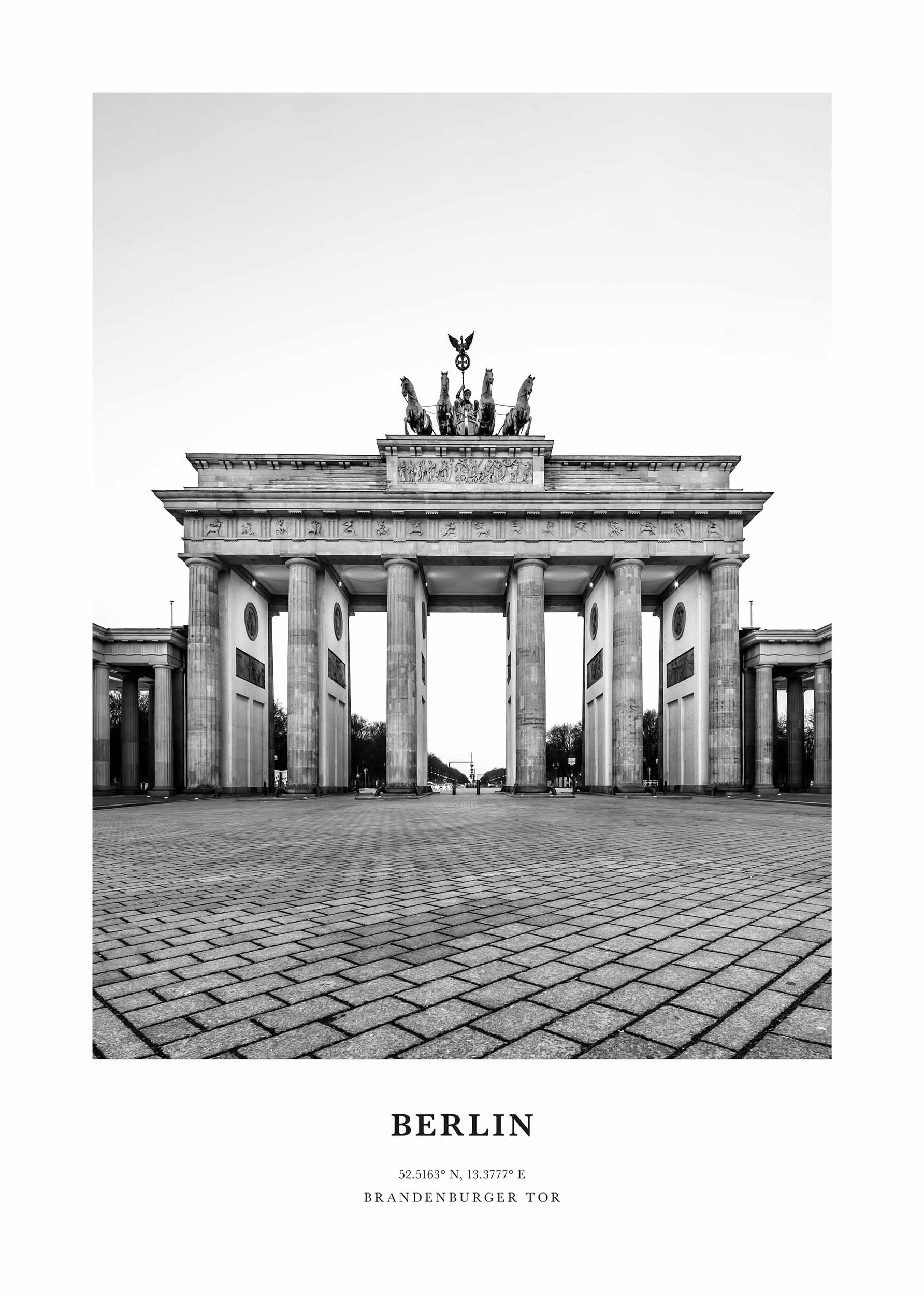 Brandenburger Tor poster - Svartvit arkitekturfotografi (50x70 cm)
