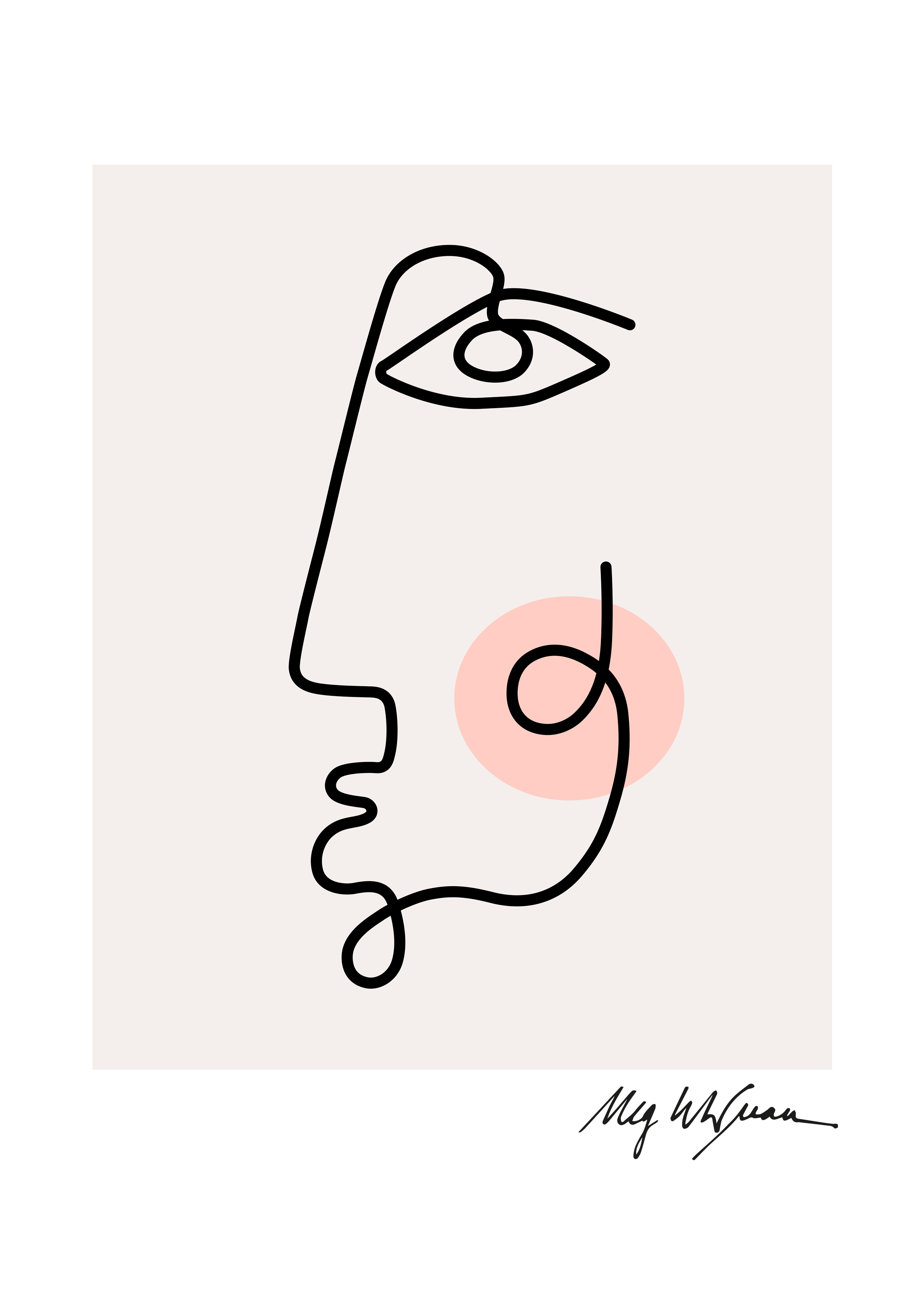Kissy Face Poster - Abstract line art (30x40 cm)