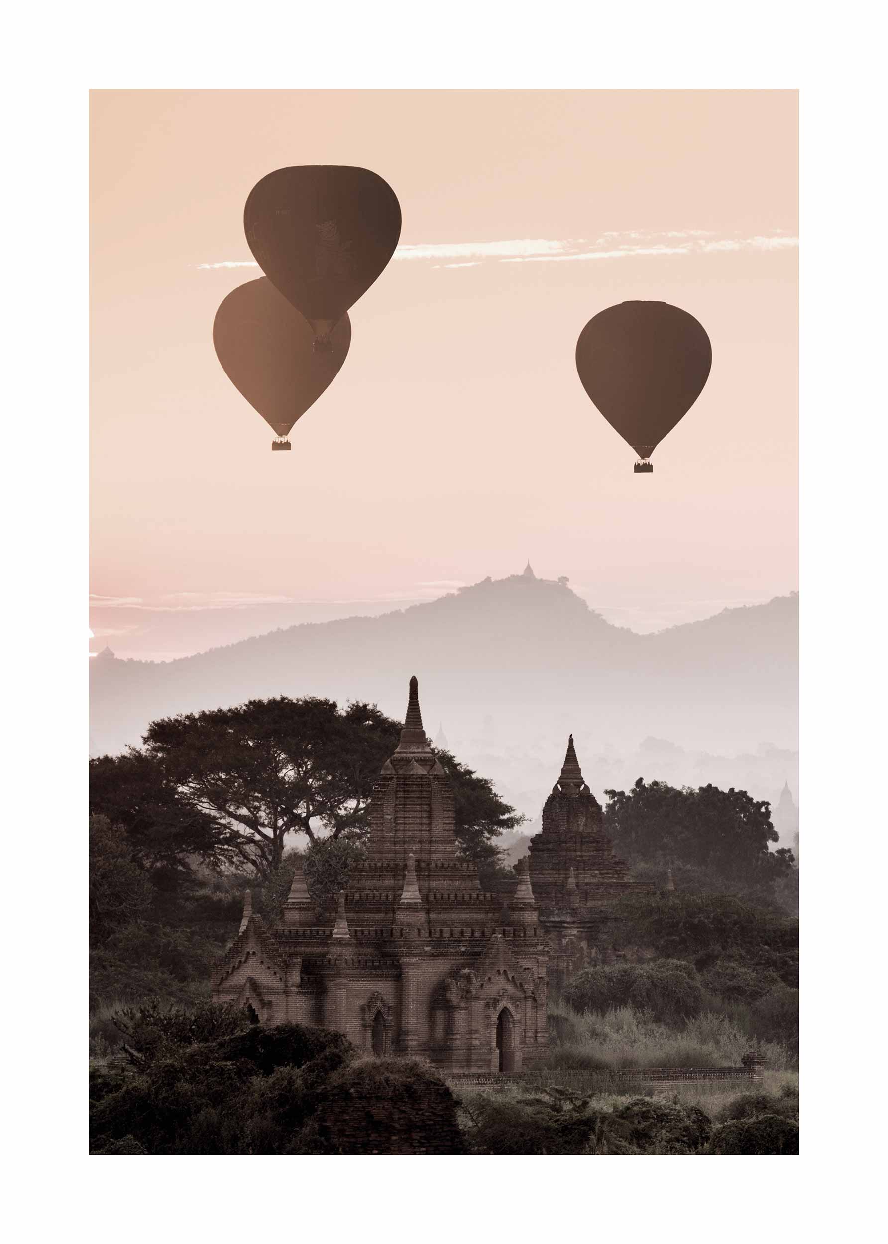Sunset Air Balloons plakat - Landskabsfotografi (30x40 cm)