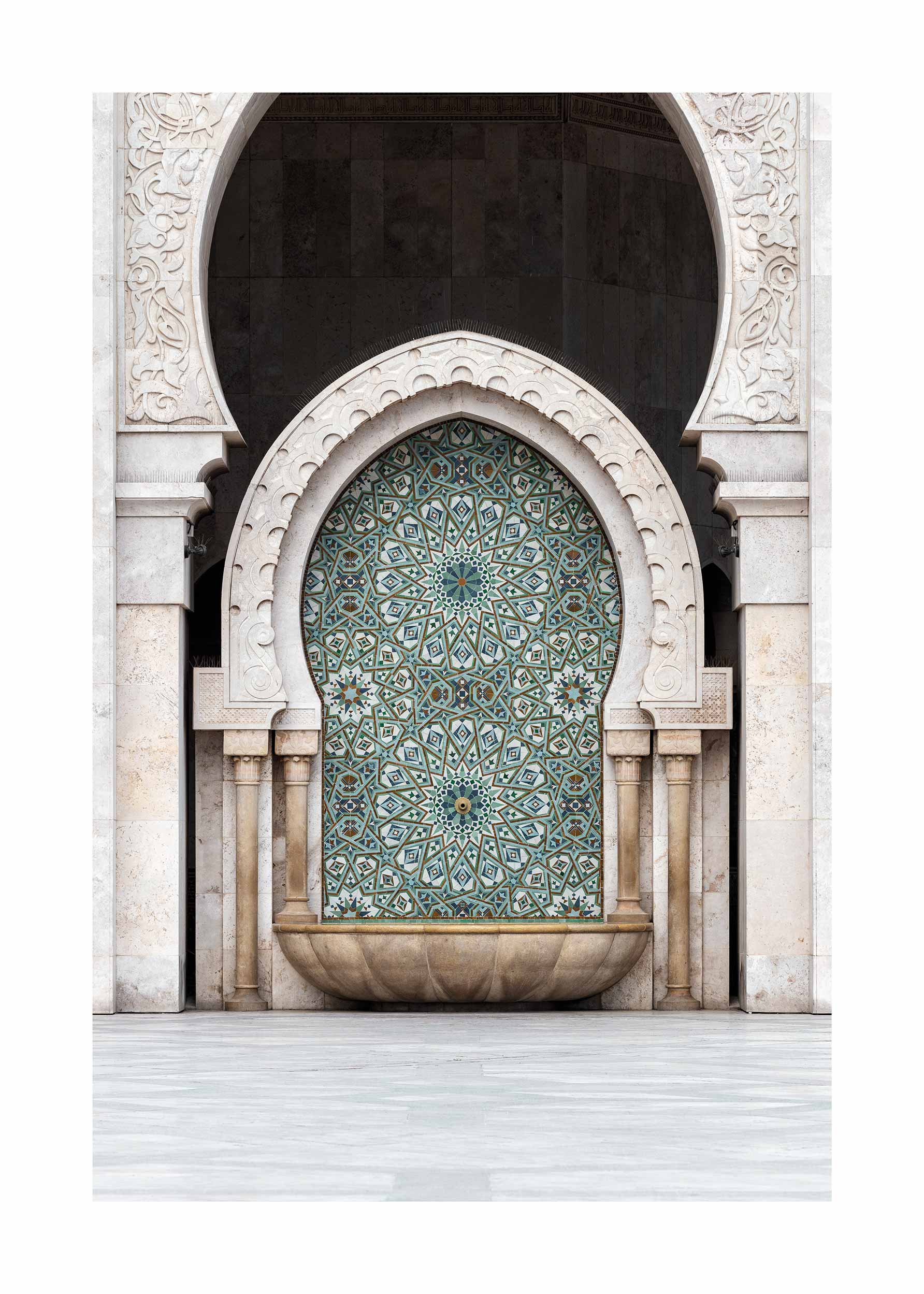 Marocco Fountain Poster - Architektur Grafik (30x40 cm)