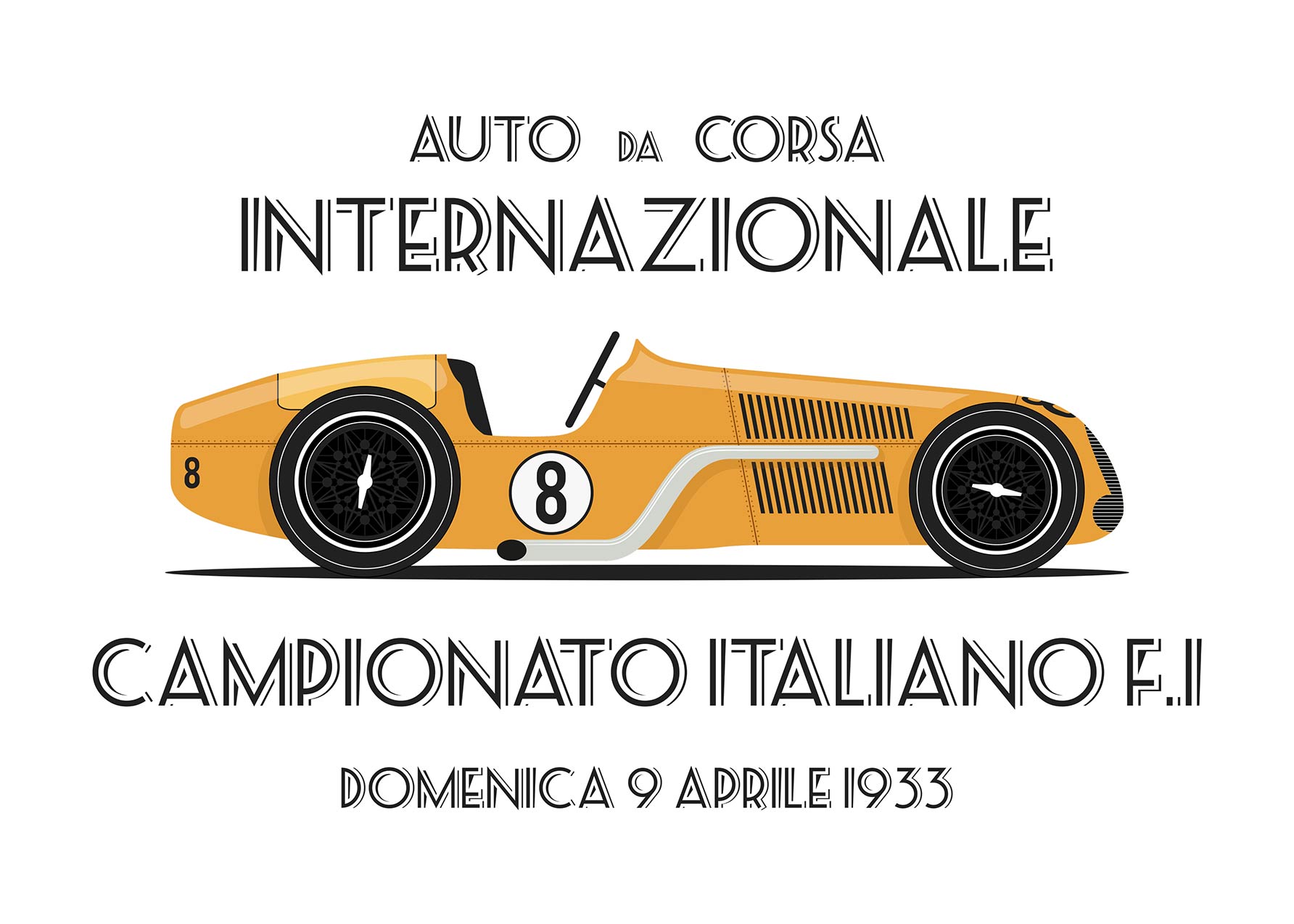 Auto da Corsa Poster - Fahrzeugillustration (50x70 cm)