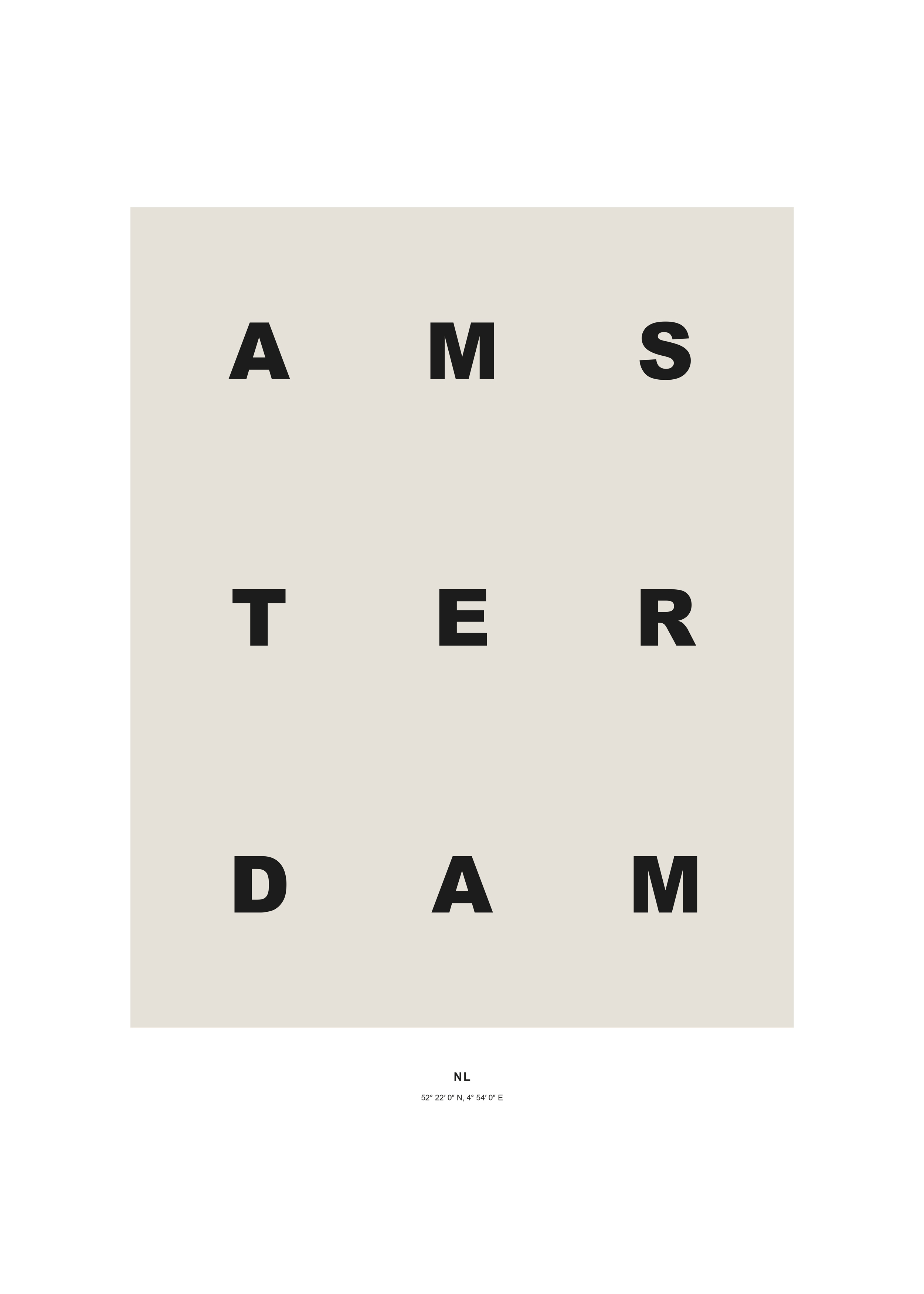 Amsterdam poster - Typografisk illustration (30x40 cm)