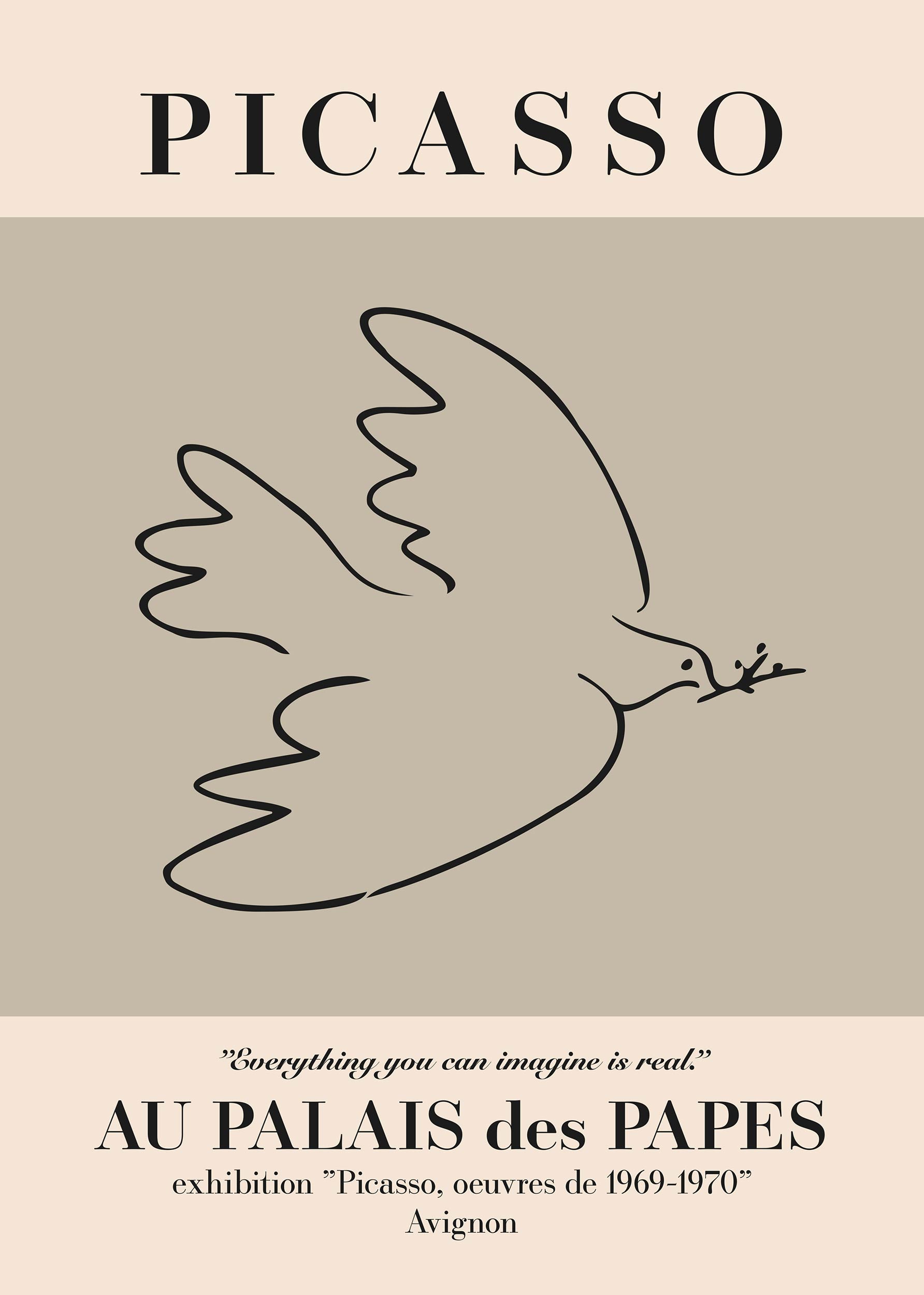 Picasso Peace Bird Poster - Tiertaubenmotiv line art (70x100 cm)