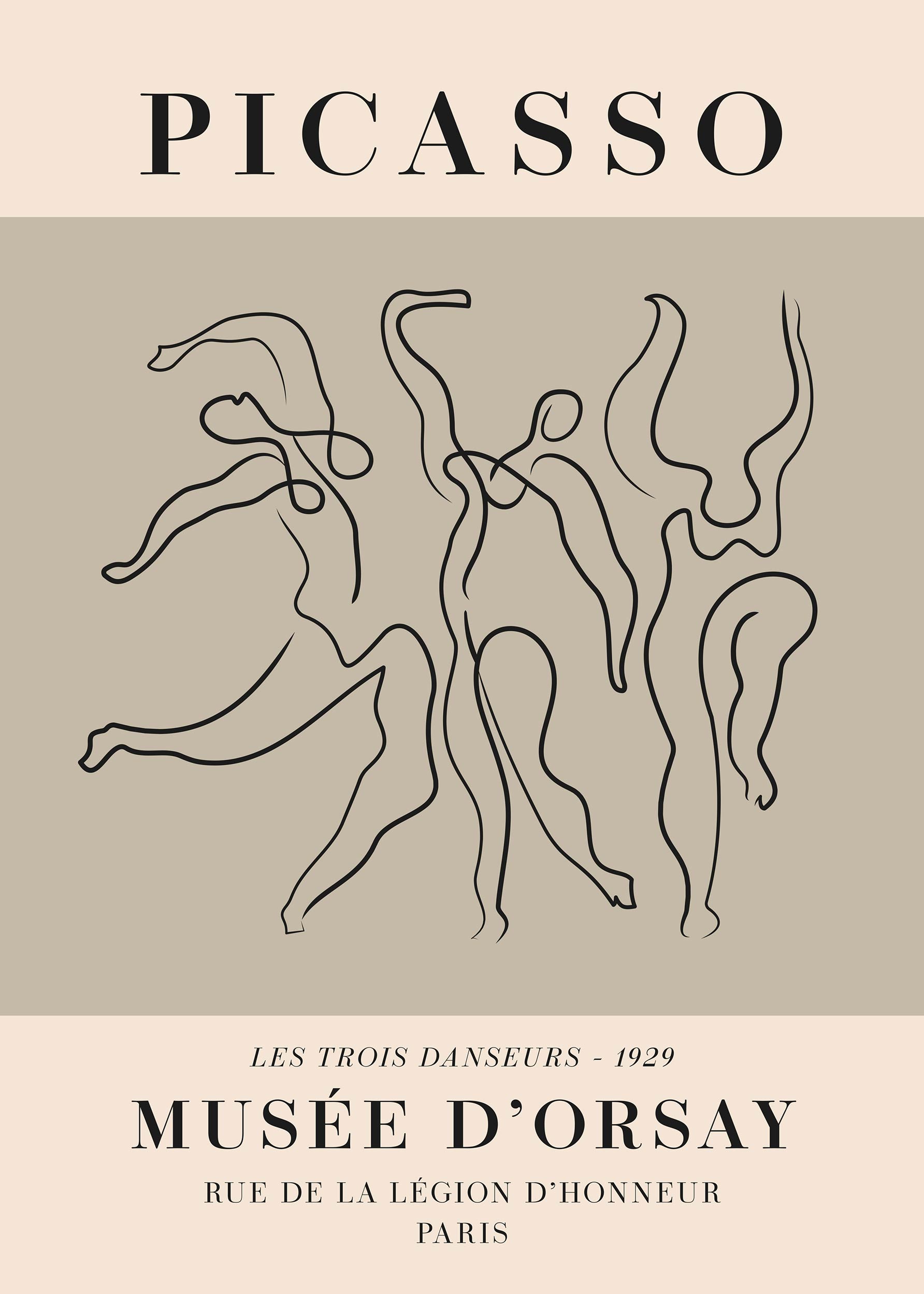 Picasso Three Dancers Poster - Dancer line art (50x70 cm)