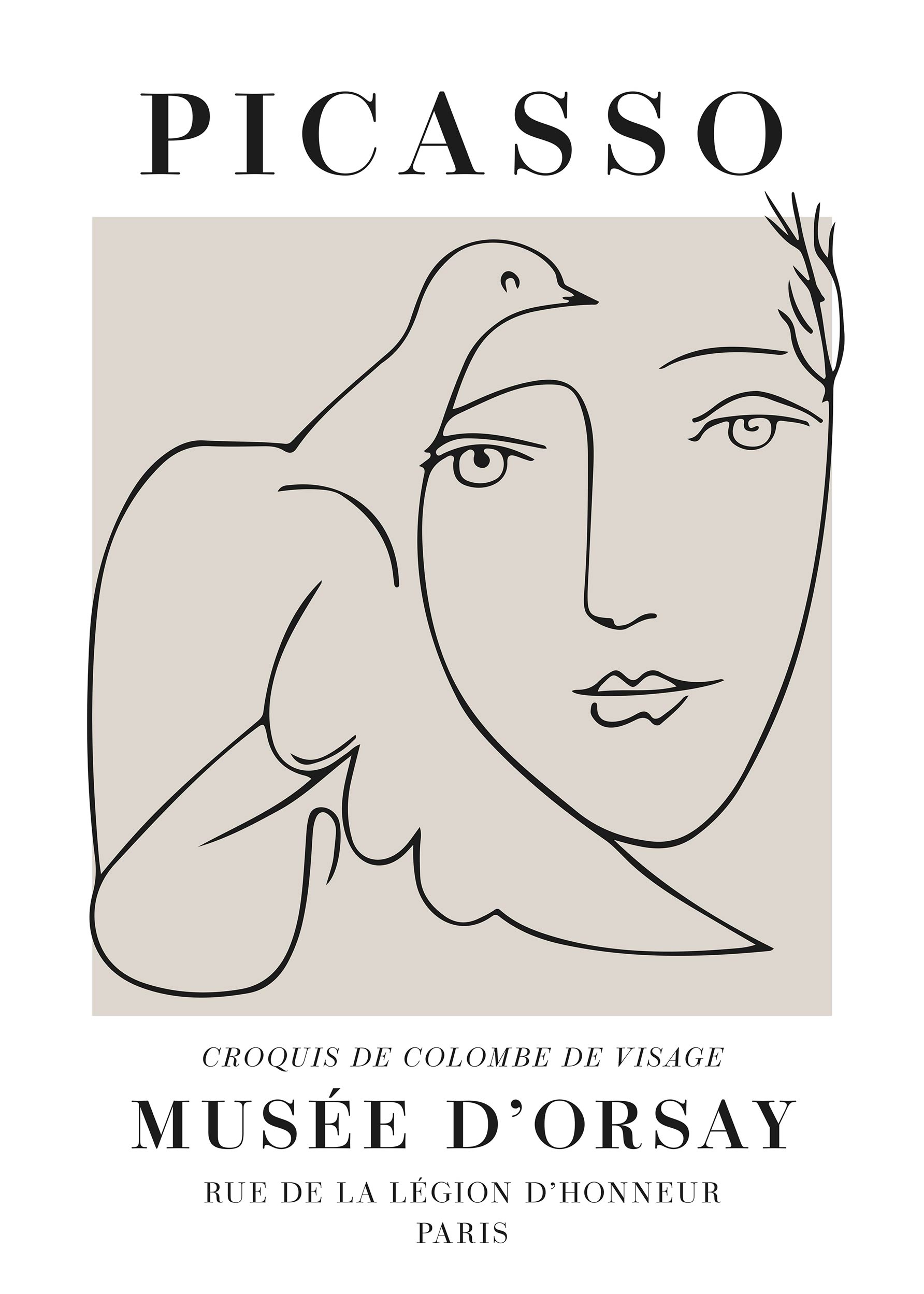 Picasso Croquis Poster - Face line art (50x70 cm)